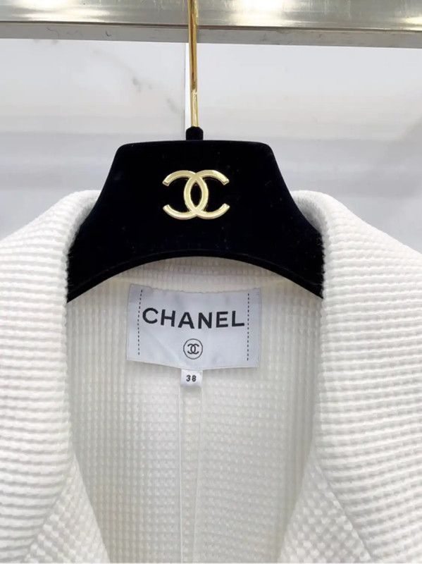 Chanel Chanel White Cotton Women's Jacket 0089 Size S / US 4 / IT 40 - 8 Thumbnail