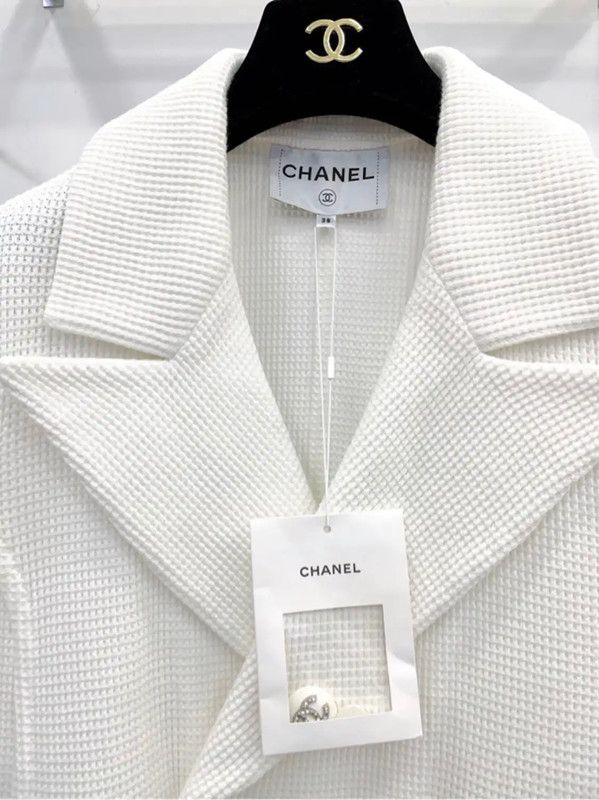 Chanel Chanel White Cotton Women's Jacket 0089 Size S / US 4 / IT 40 - 3 Thumbnail