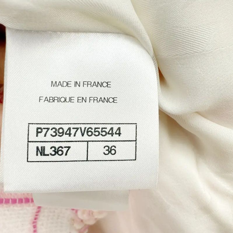 Chanel Chanel Pink Checked Women's Coat 0089 Size ONE SIZE - 5 Thumbnail