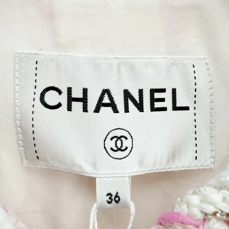 Chanel Chanel Pink Checked Women's Coat 0089 Size ONE SIZE - 2 Thumbnail