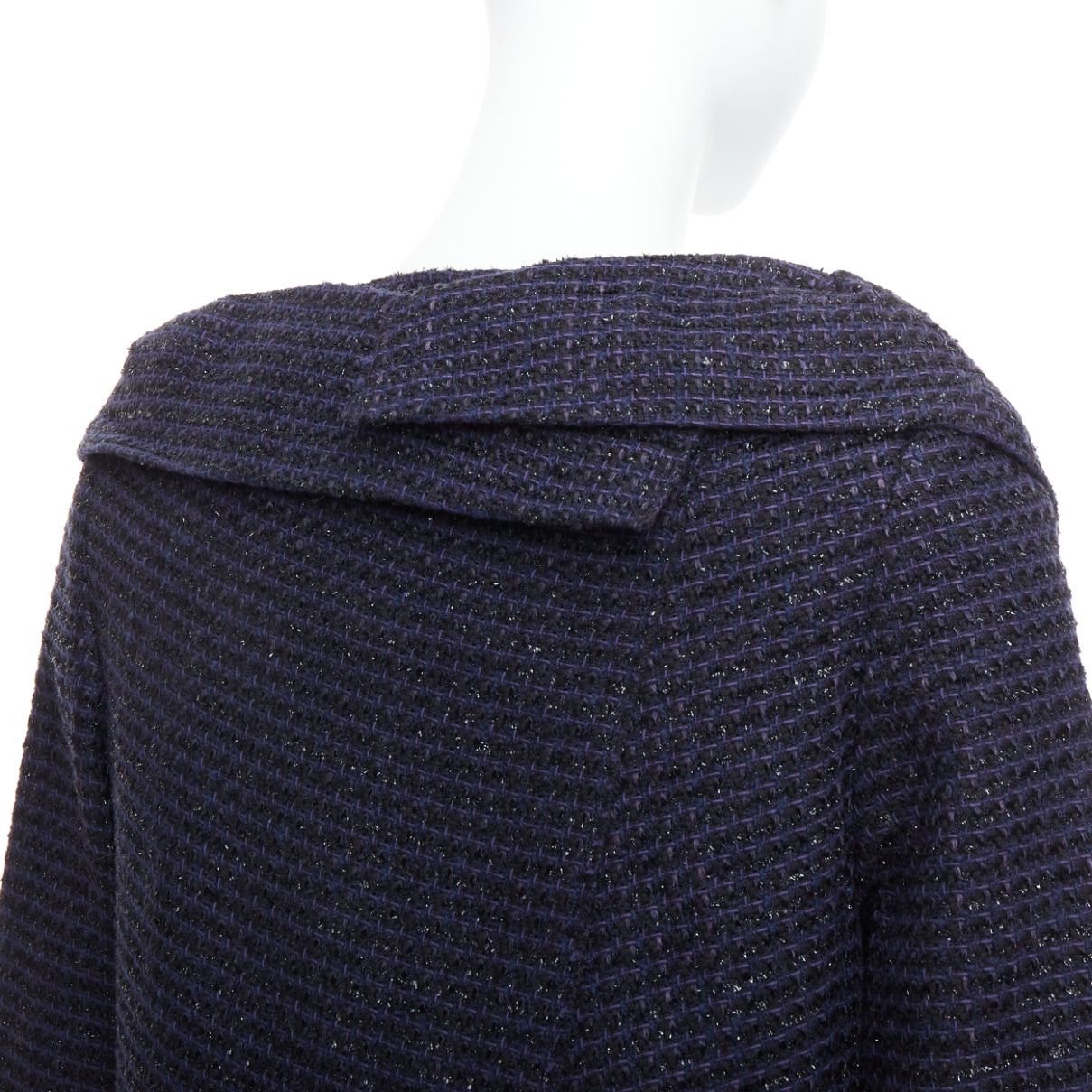 Roland Mouret ROLAND MOURET navy cotton blend tweed collar structural coat UK12 L Size M / US 6-8 / IT 42-44 - 8 Thumbnail