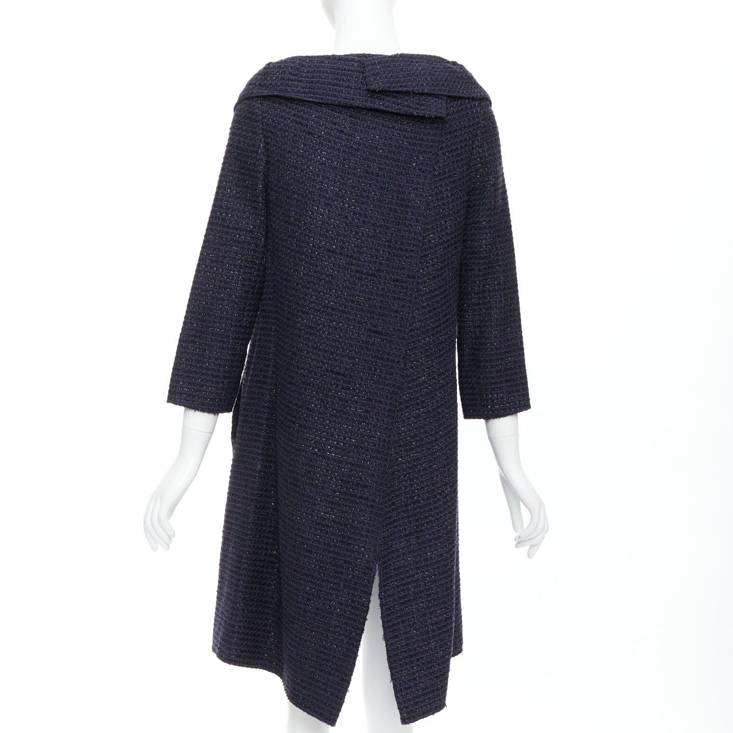 Roland Mouret ROLAND MOURET navy cotton blend tweed collar structural coat UK12 L Size M / US 6-8 / IT 42-44 - 6 Thumbnail