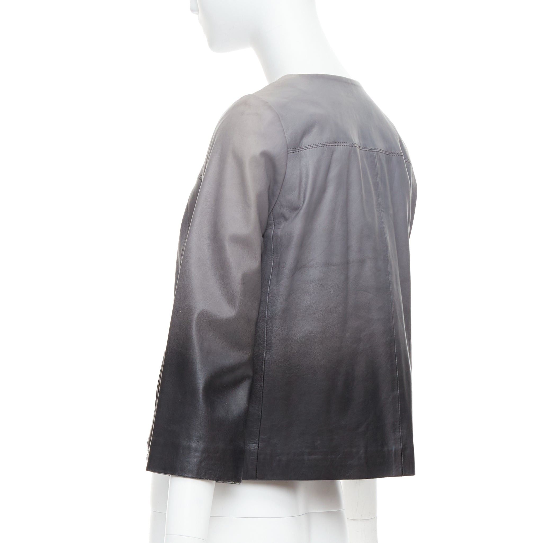 Maje MAJE Bokio grey black ombre lambskin leather flare jacket FR1 Size S / US 4 / IT 40 - 6 Thumbnail