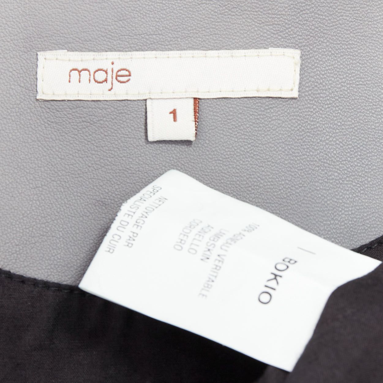 Maje MAJE Bokio grey black ombre lambskin leather flare jacket FR1 Size S / US 4 / IT 40 - 8 Thumbnail