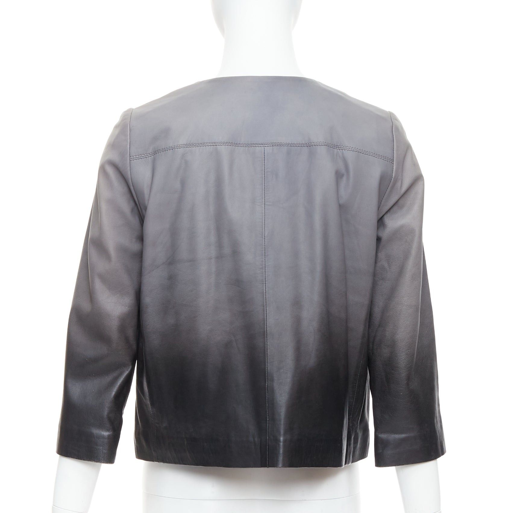 Maje MAJE Bokio grey black ombre lambskin leather flare jacket FR1 Size S / US 4 / IT 40 - 5 Thumbnail