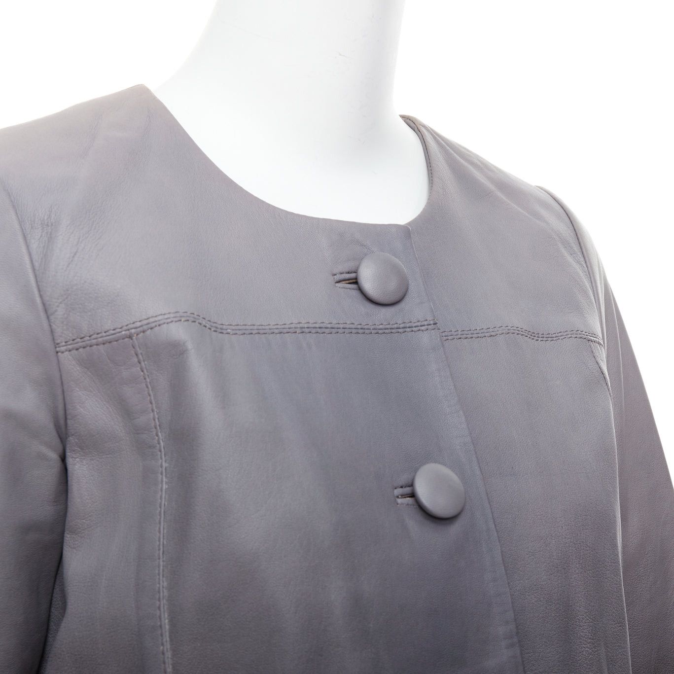Maje MAJE Bokio grey black ombre lambskin leather flare jacket FR1 Size S / US 4 / IT 40 - 7 Thumbnail