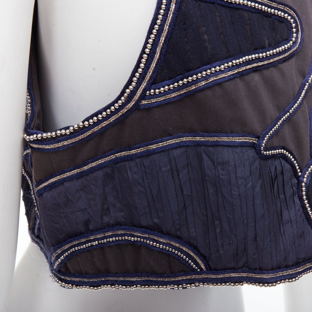 3.1 Phillip Lim 3.1 PHILLIP LIM blue silver dome studded silk lined patchwork vest US4 S Size S / US 4 / IT 40 - 7 Thumbnail