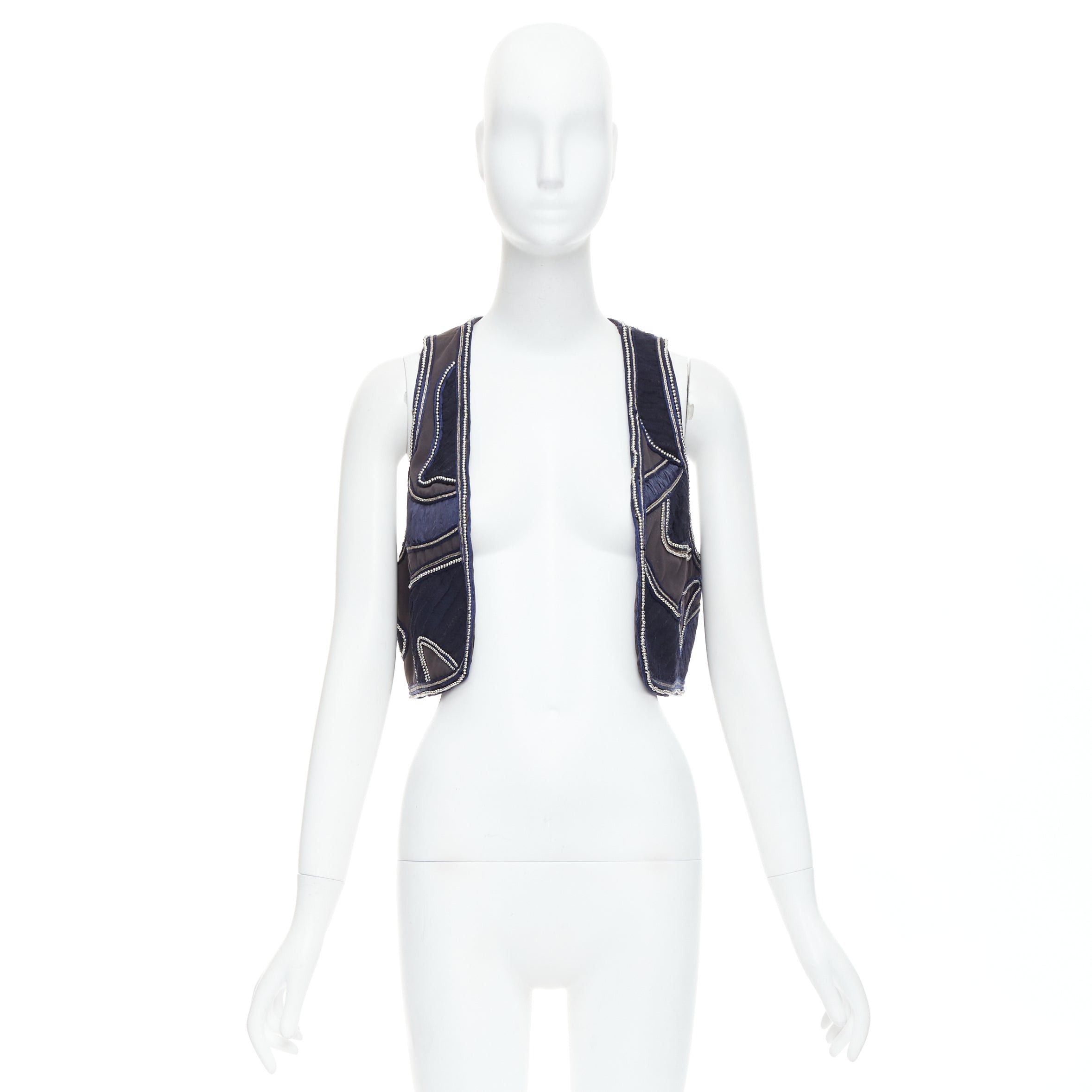 3.1 Phillip Lim 3.1 PHILLIP LIM blue silver dome studded silk lined patchwork vest US4 S Size S / US 4 / IT 40 - 9 Thumbnail