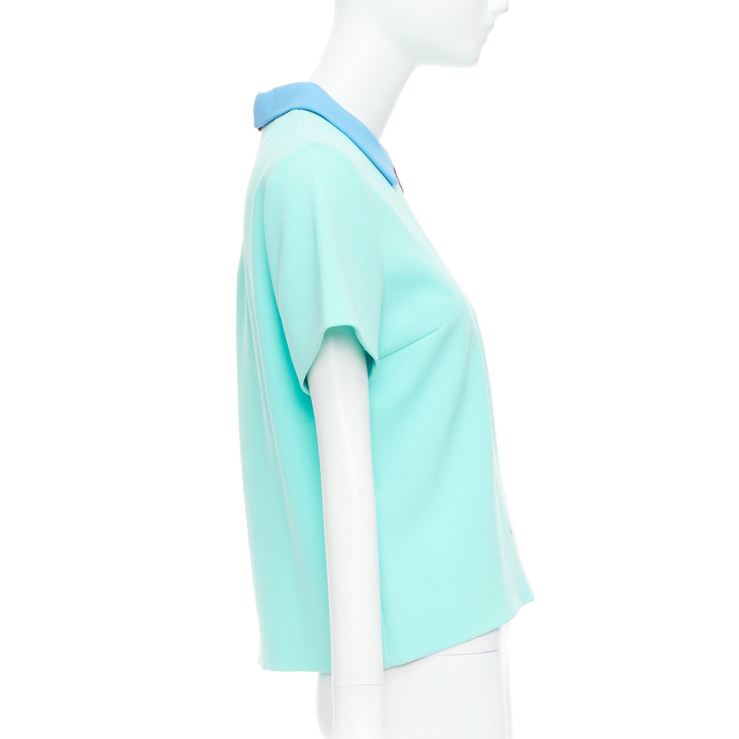 ROKSANDA ROKSANDA light blue colorblock darted short sleeve shirt UK10 M Size M / US 6-8 / IT 42-44 - 4 Thumbnail