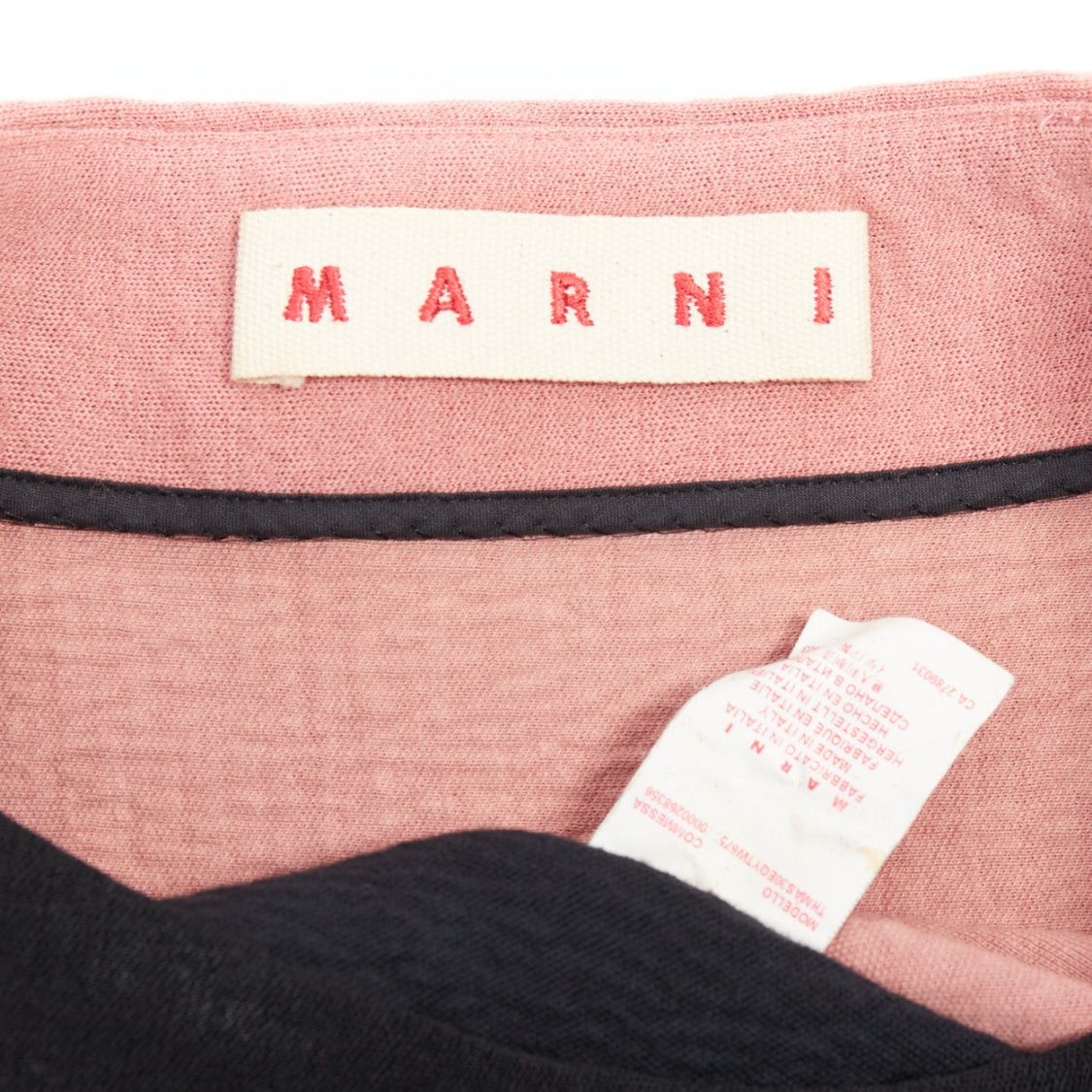 MARNI black pink wool cotton blend ruffle sleeve tunic top IT40 S