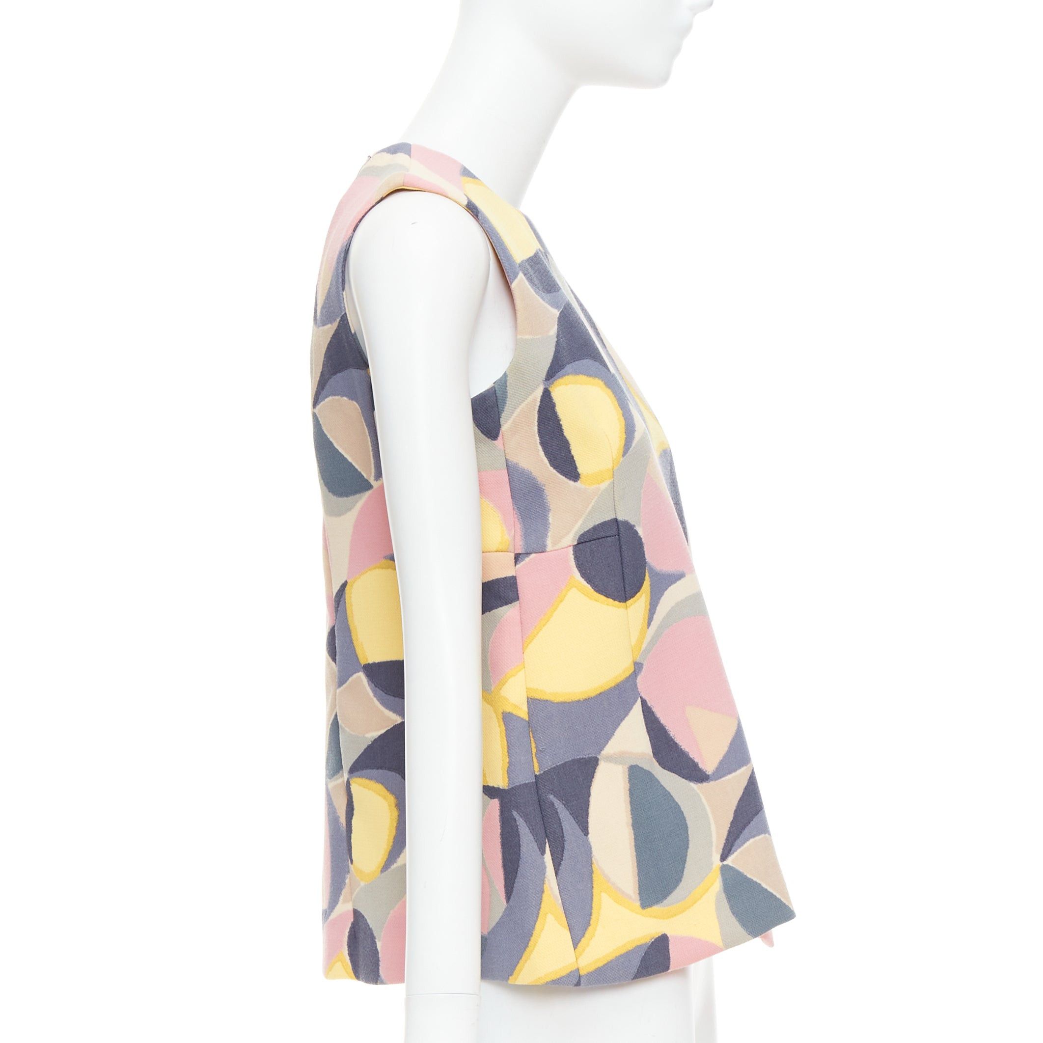Marni MARNI pastel multicolor abstract print asymmetric peplum top IT38 XS Size XS / US 0-2 / IT 36-38 - 4 Thumbnail