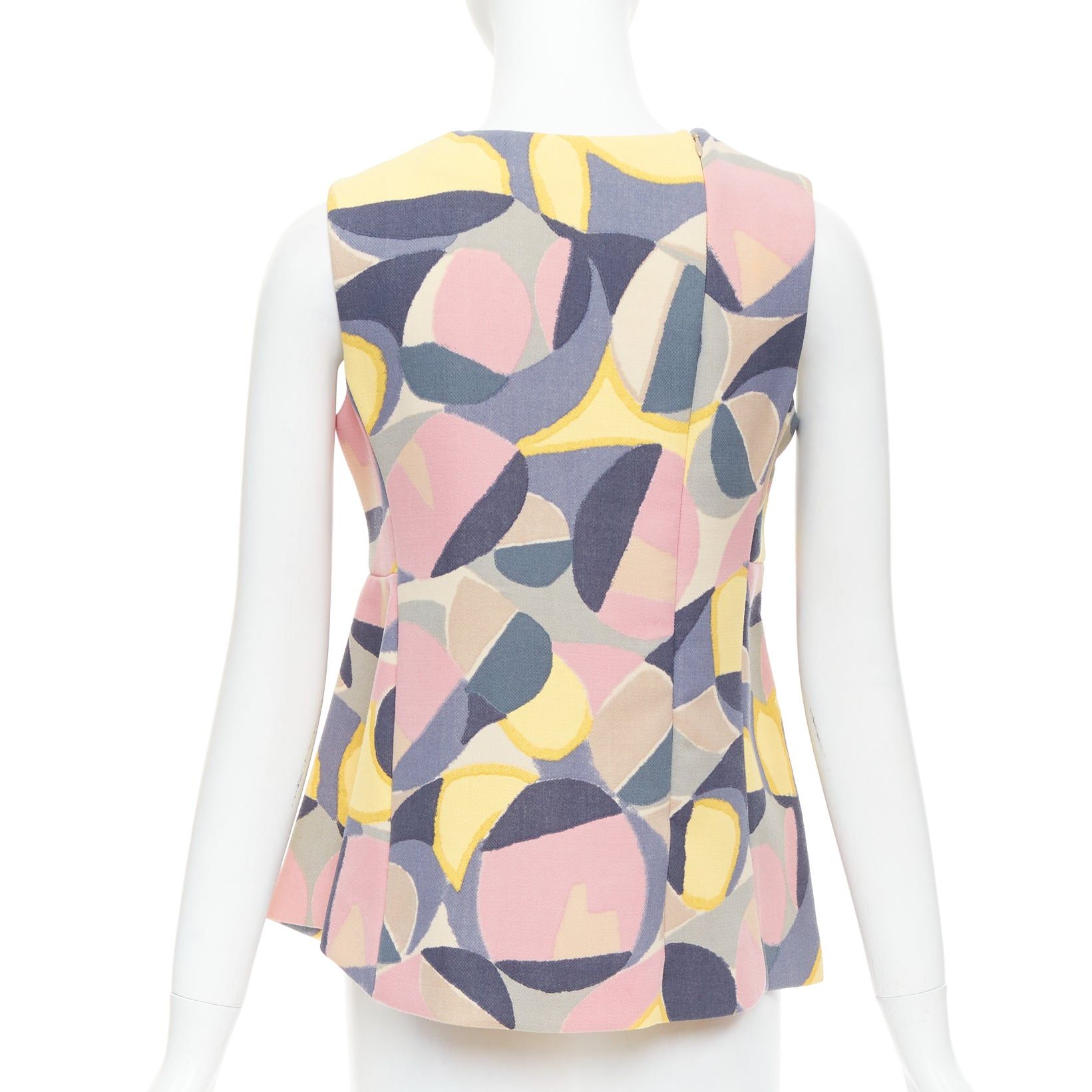 Marni MARNI pastel multicolor abstract print asymmetric peplum top IT38 XS Size XS / US 0-2 / IT 36-38 - 5 Thumbnail