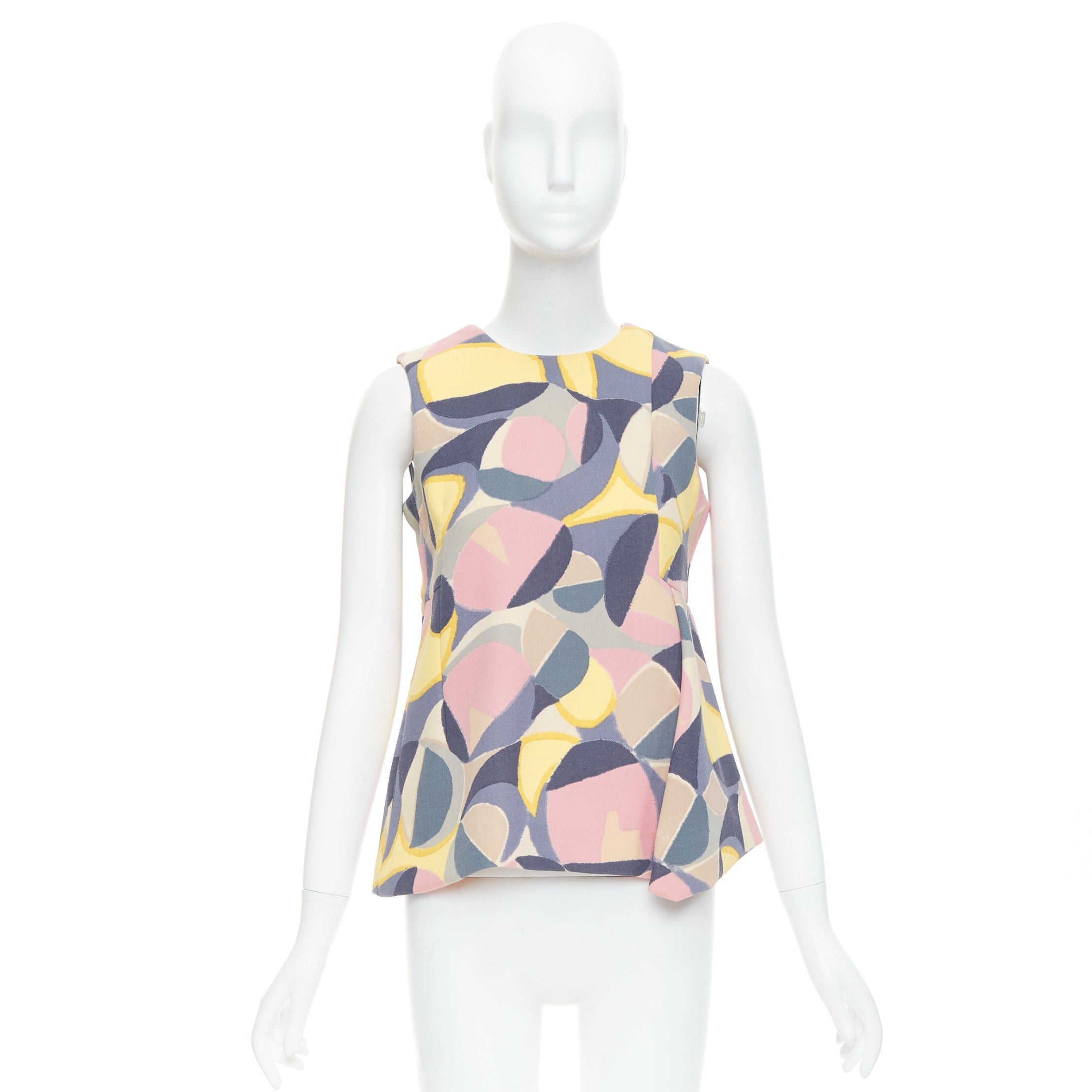 Marni MARNI pastel multicolor abstract print asymmetric peplum top IT38 XS Size XS / US 0-2 / IT 36-38 - 9 Thumbnail