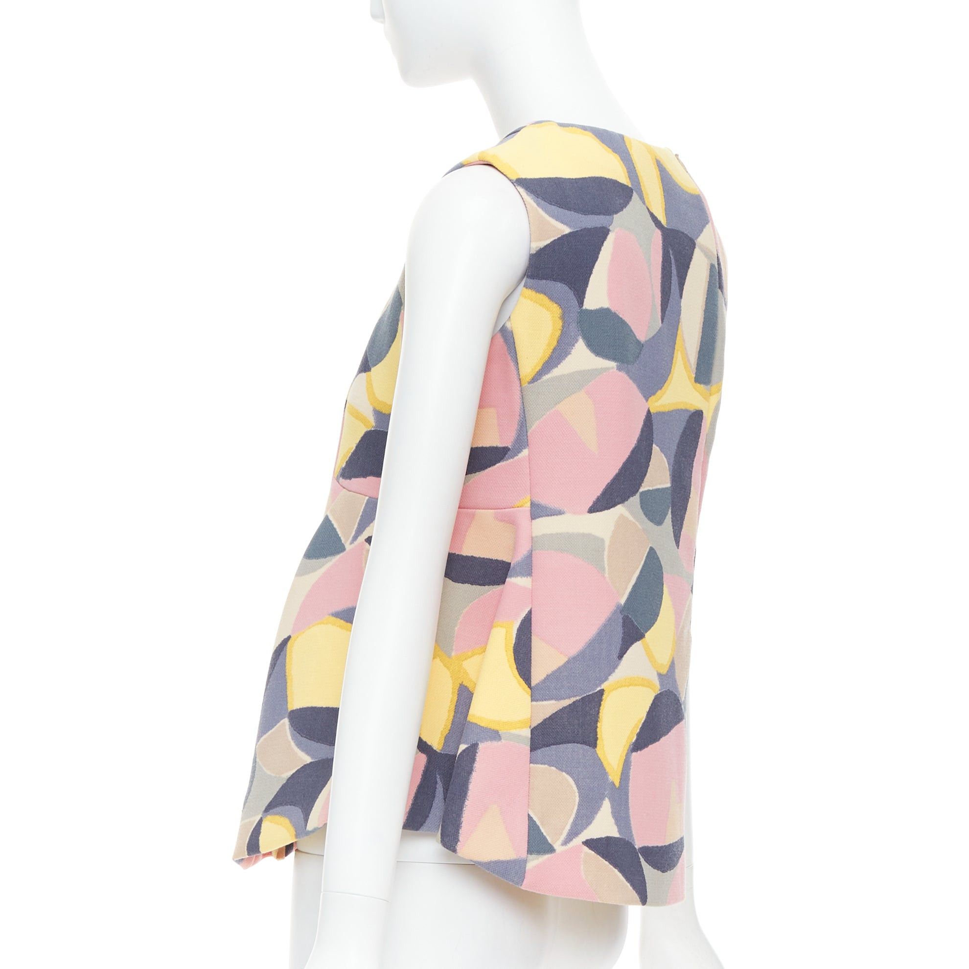 Marni MARNI pastel multicolor abstract print asymmetric peplum top IT38 XS Size XS / US 0-2 / IT 36-38 - 6 Thumbnail