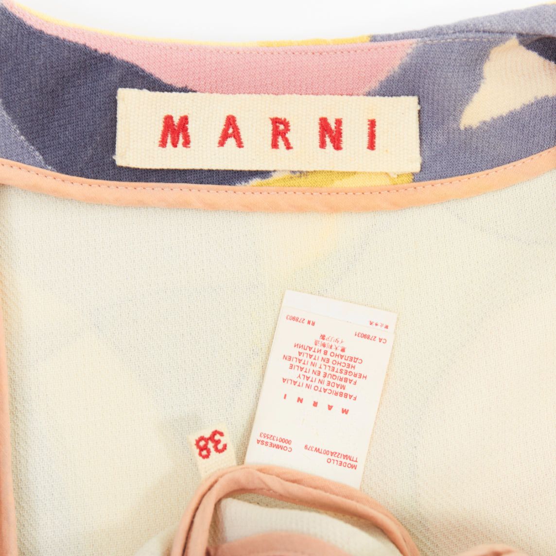 Marni MARNI pastel multicolor abstract print asymmetric peplum top IT38 XS Size XS / US 0-2 / IT 36-38 - 8 Thumbnail