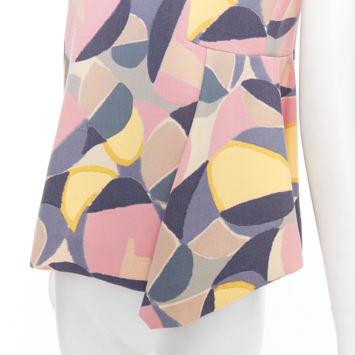 Marni MARNI pastel multicolor abstract print asymmetric peplum top IT38 XS Size XS / US 0-2 / IT 36-38 - 2 Thumbnail