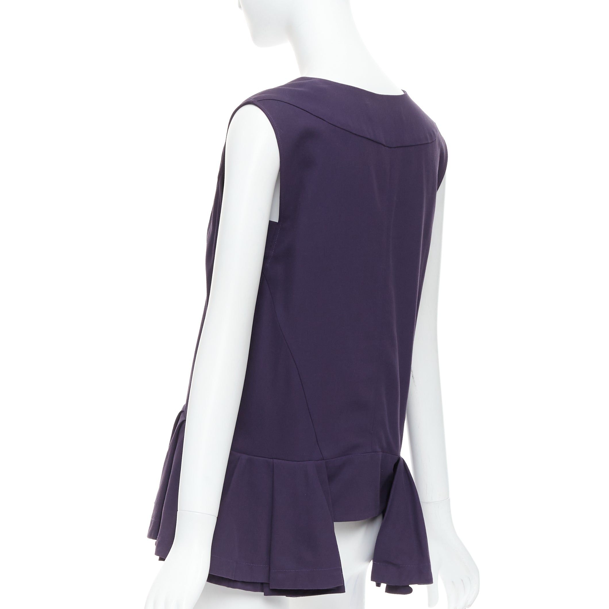 Marni MARNI purple cotton silk Vneck peplum hi low tunic top IT40 S Size S / US 4 / IT 40 - 6 Thumbnail