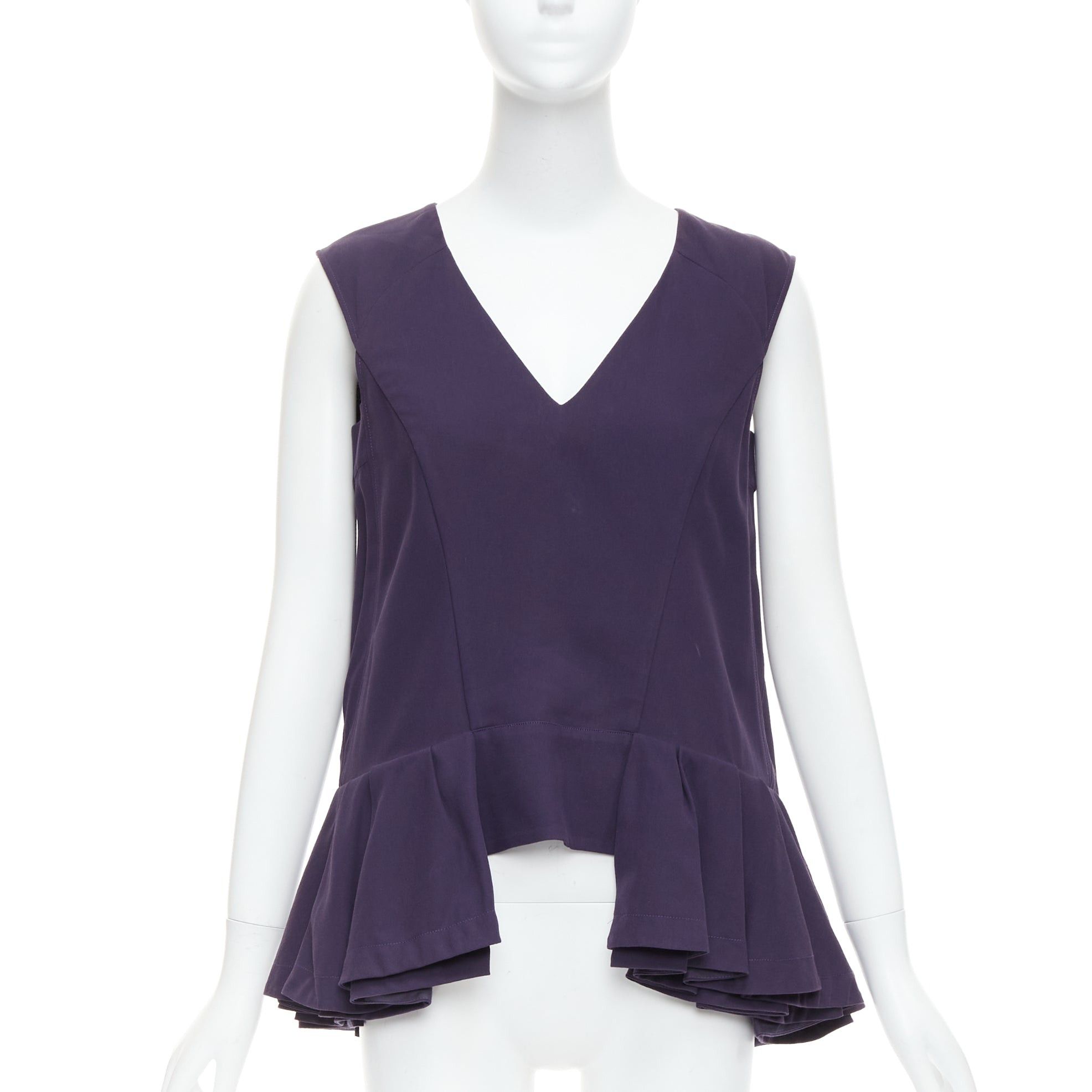 Marni MARNI purple cotton silk Vneck peplum hi low tunic top IT40 S Size S / US 4 / IT 40 - 3 Thumbnail