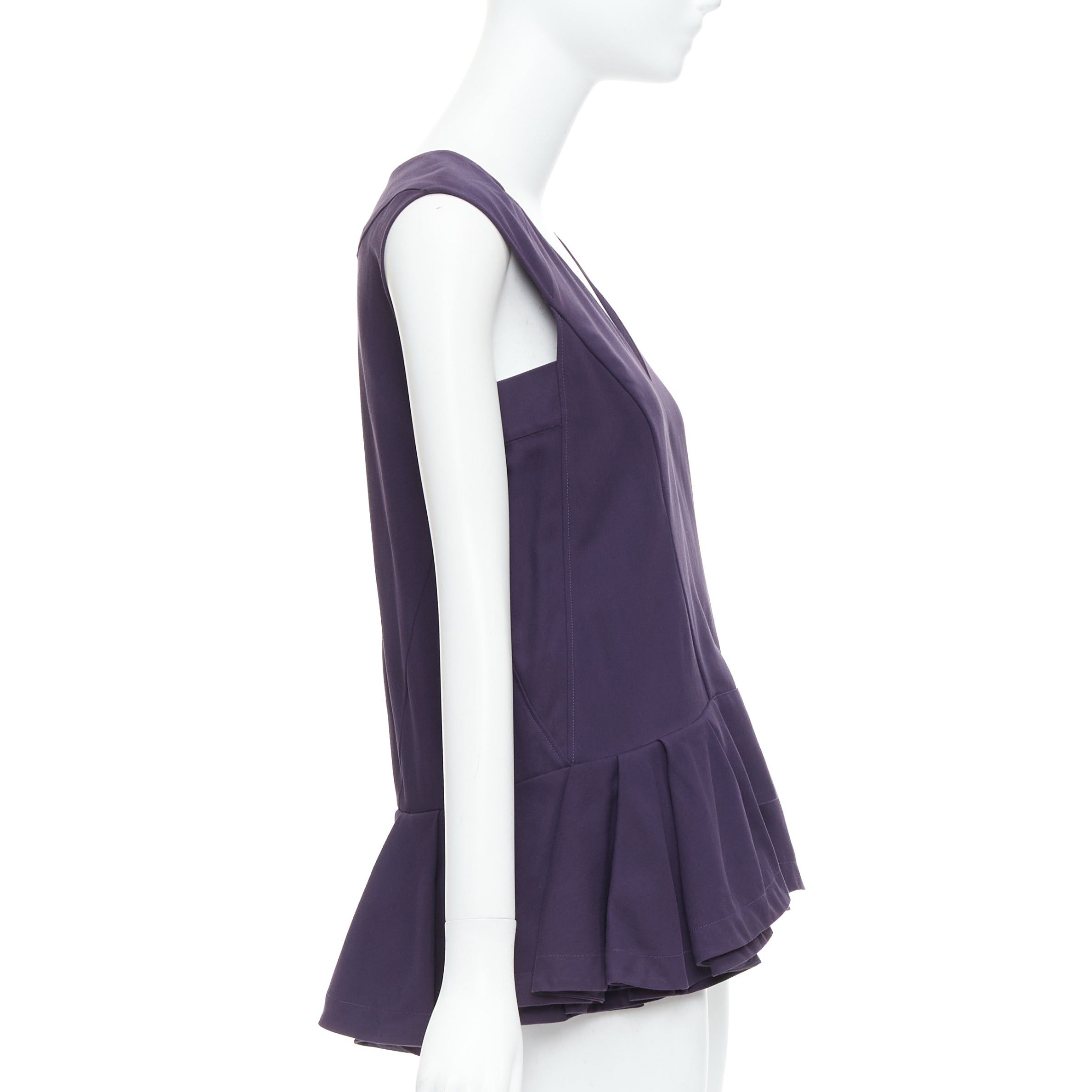 Marni MARNI purple cotton silk Vneck peplum hi low tunic top IT40 S Size S / US 4 / IT 40 - 4 Thumbnail