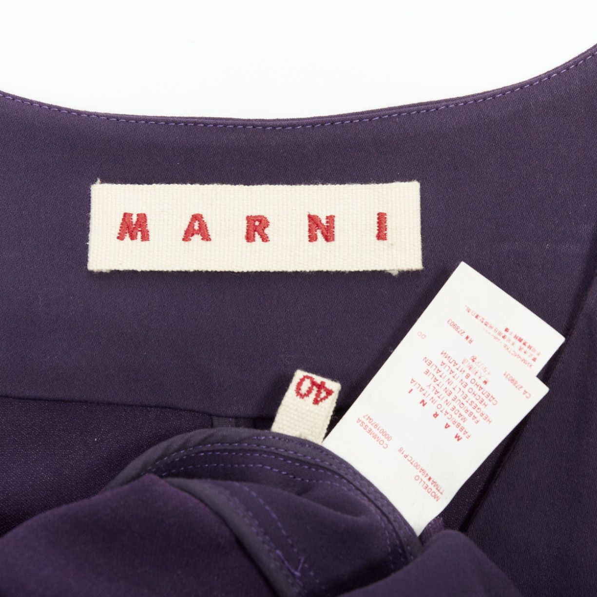 Marni MARNI purple cotton silk Vneck peplum hi low tunic top IT40 S Size S / US 4 / IT 40 - 8 Thumbnail