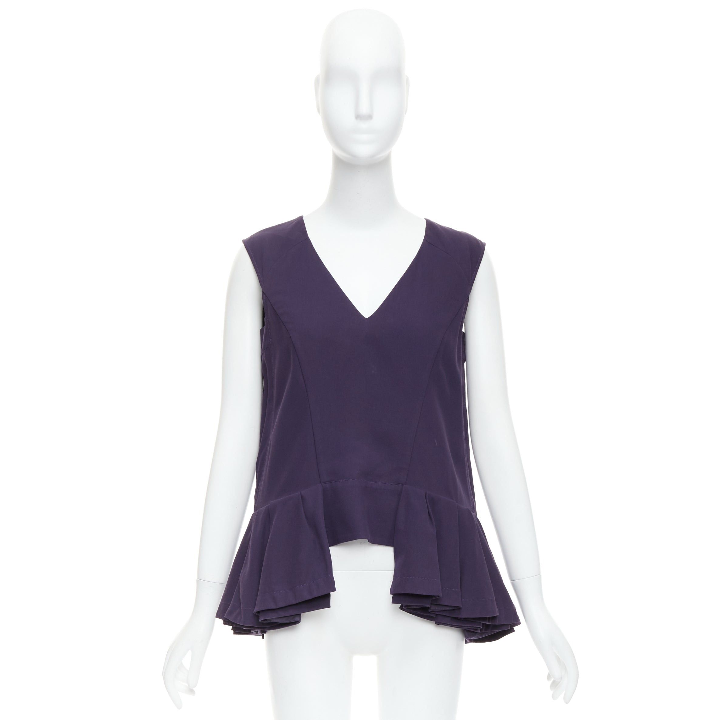 Marni MARNI purple cotton silk Vneck peplum hi low tunic top IT40 S Size S / US 4 / IT 40 - 9 Thumbnail