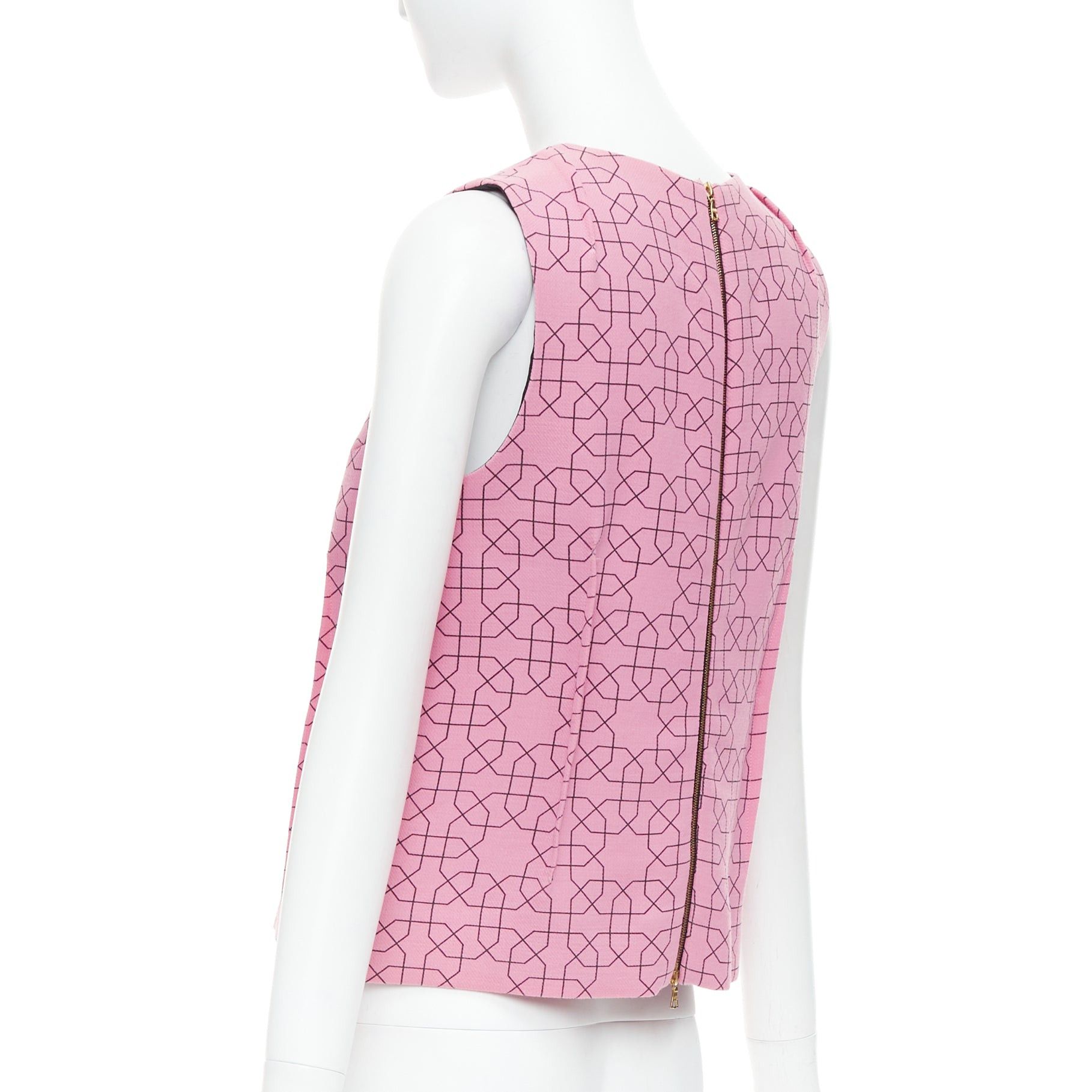 Marni MARNI pink virgin wool yellow embellished jewel collar vest IT40 S Size S / US 4 / IT 40 - 6 Thumbnail
