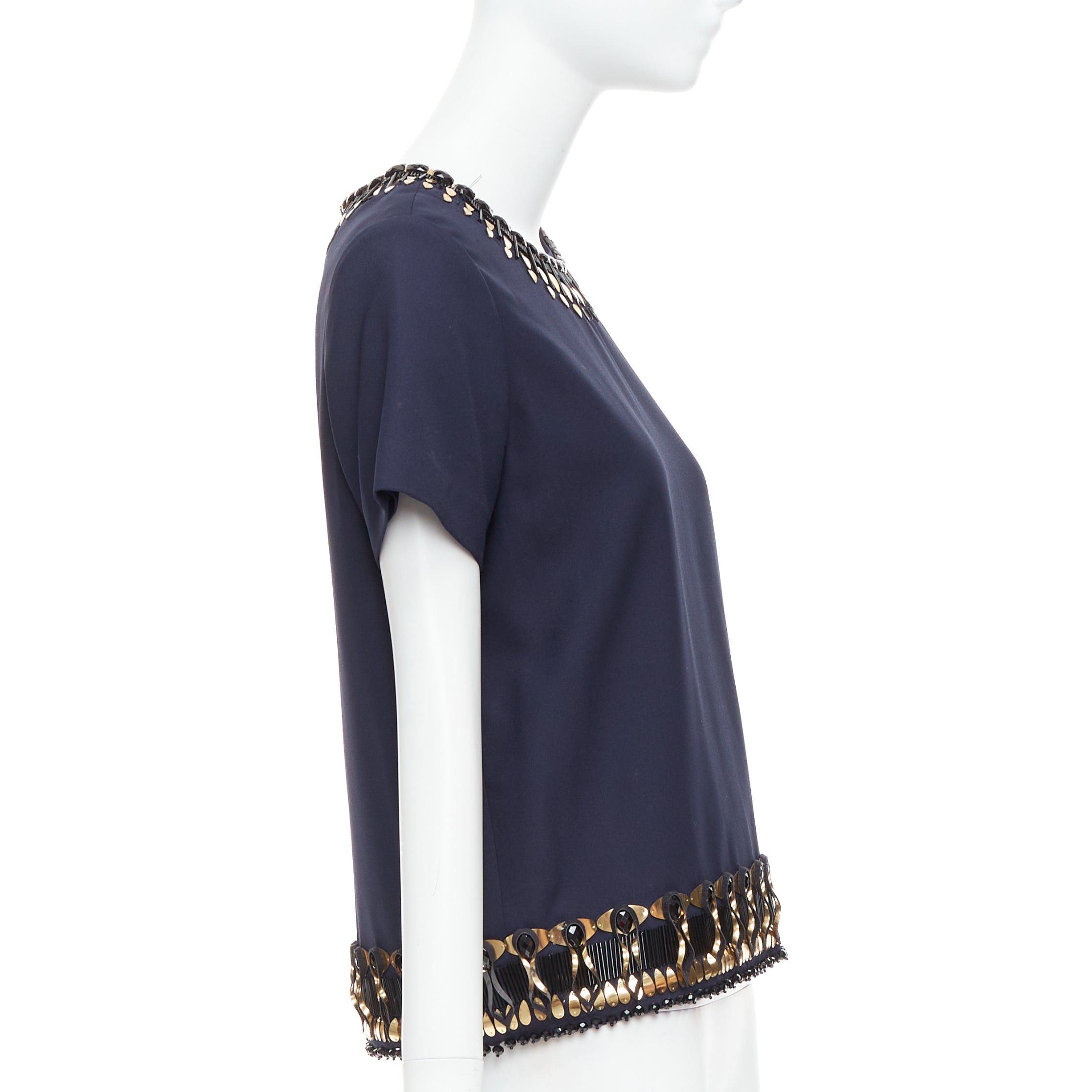 Manish Arora MANISH ARORA gold navy hand crafted 3D embellished top IT38 M Size M / US 6-8 / IT 42-44 - 4 Thumbnail