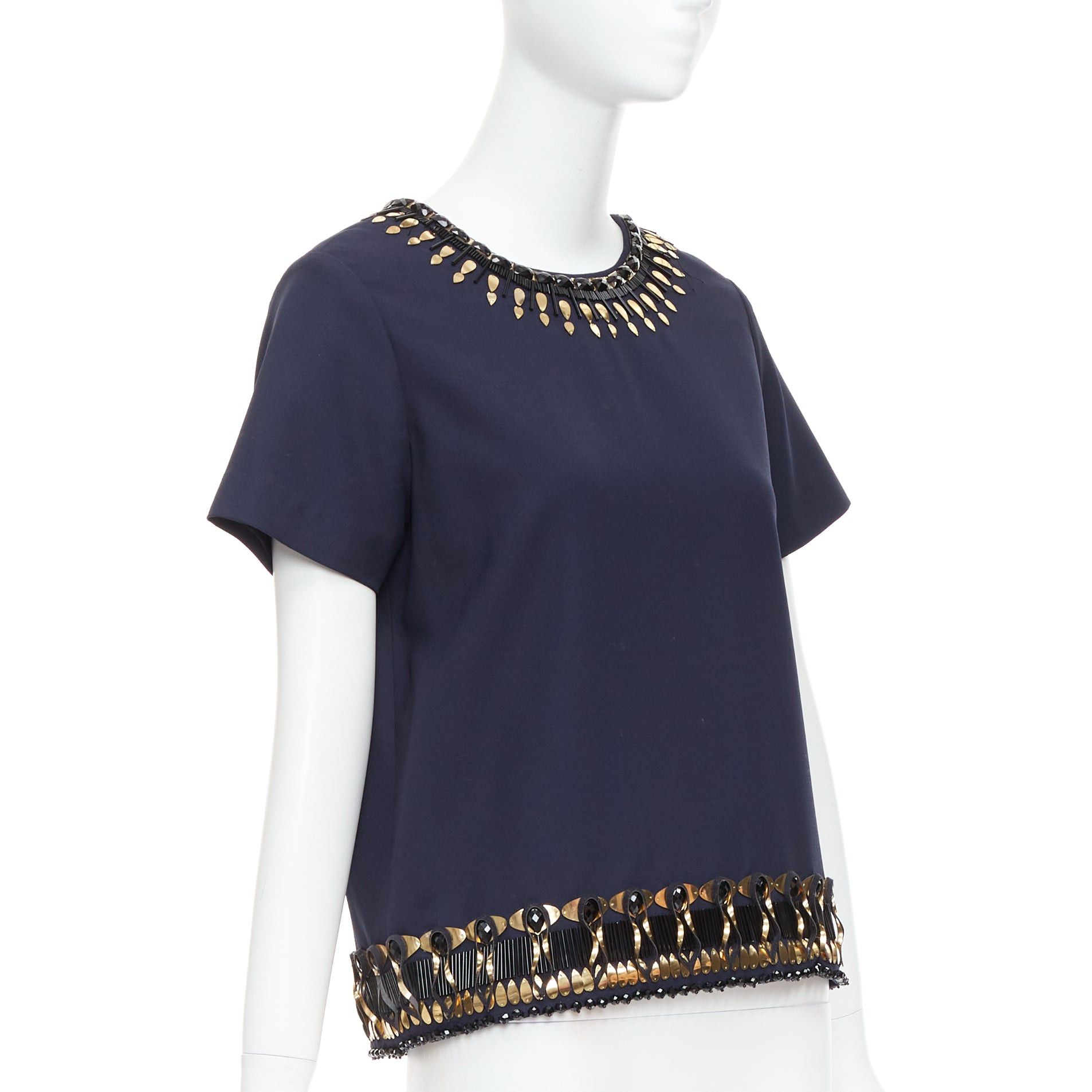 Manish Arora MANISH ARORA gold navy hand crafted 3D embellished top IT38 M Size M / US 6-8 / IT 42-44 - 3 Thumbnail