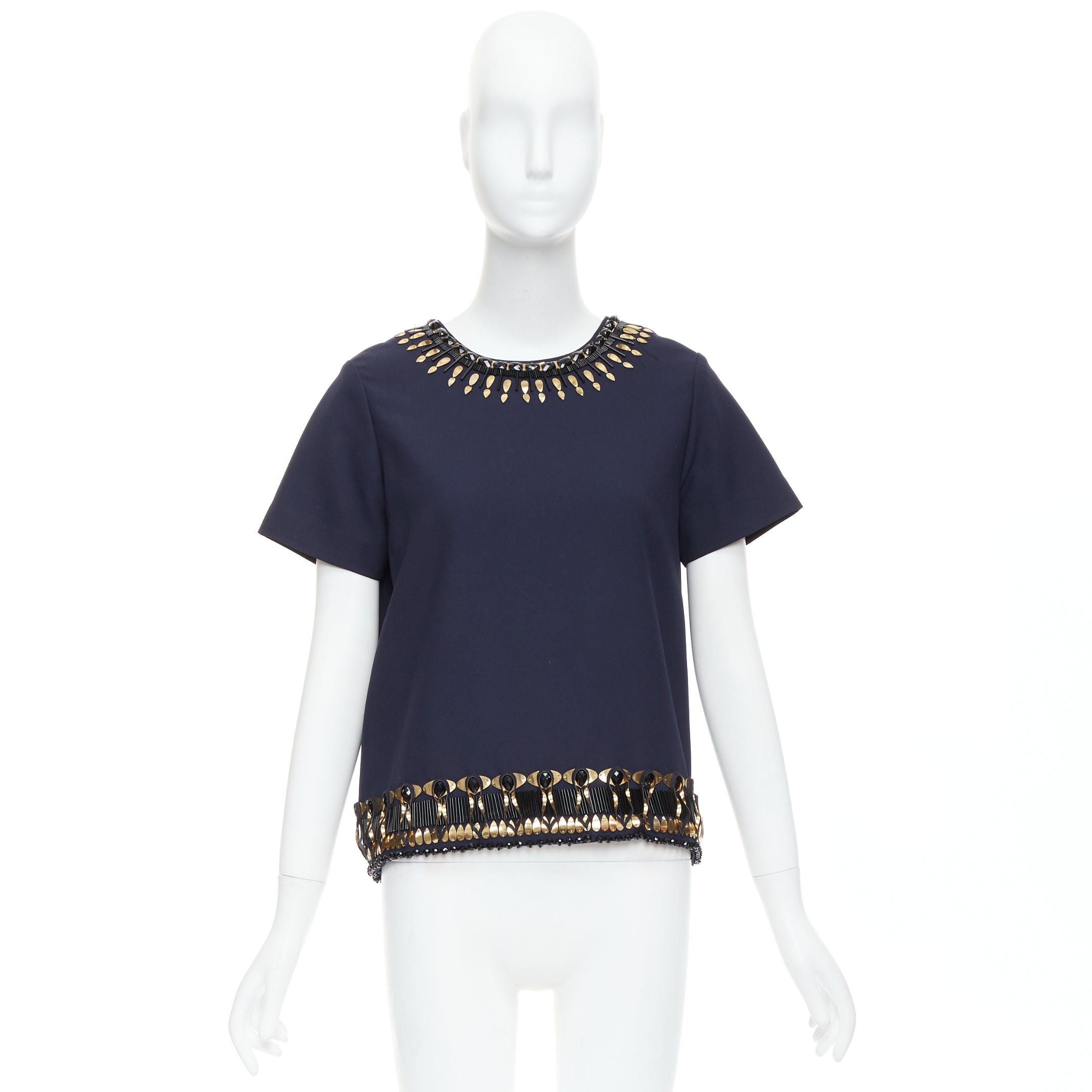 Manish Arora MANISH ARORA gold navy hand crafted 3D embellished top IT38 M Size M / US 6-8 / IT 42-44 - 9 Thumbnail
