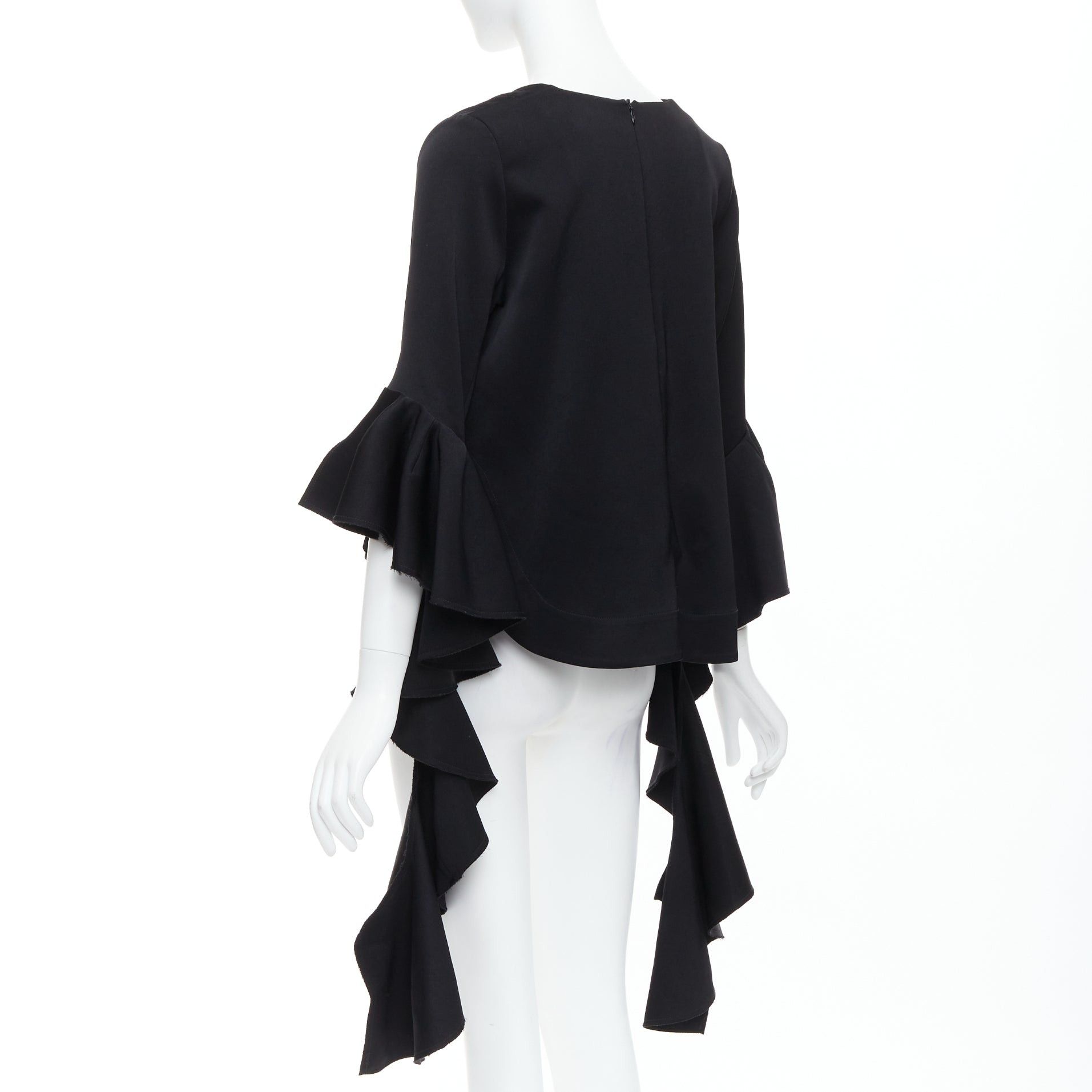 ELLERY ELLERY black cascade sleeves high low hem V-neck top UK8 S Size M / US 6-8 / IT 42-44 - 6 Thumbnail
