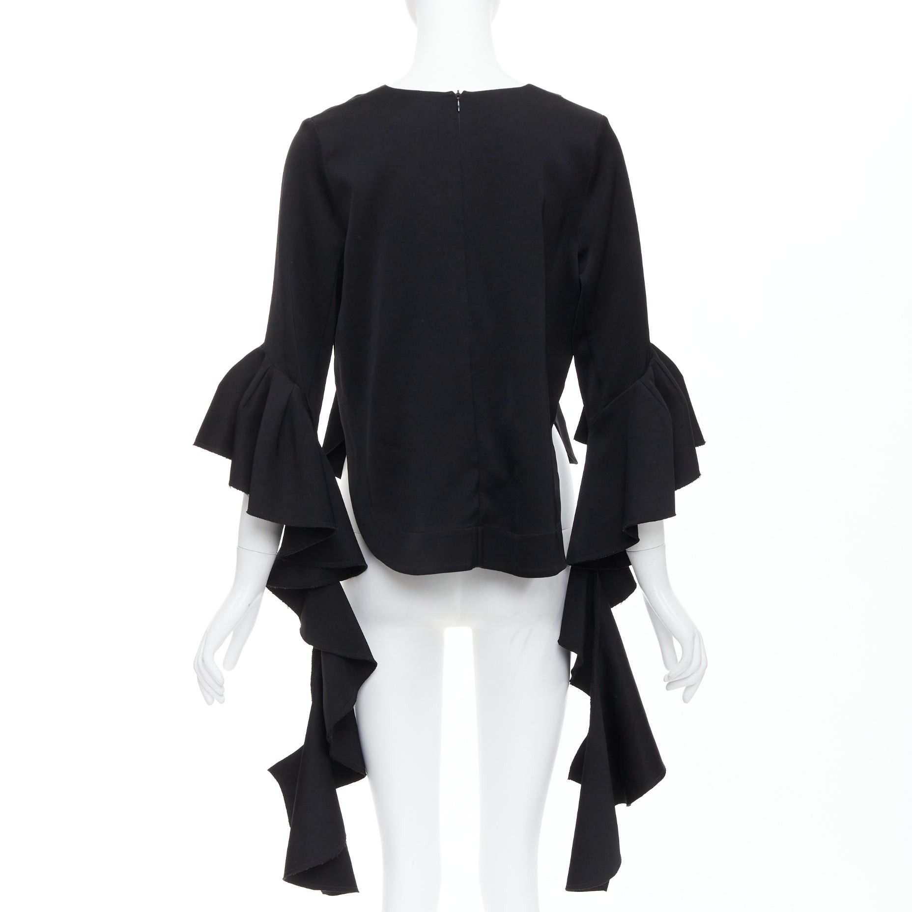 ELLERY ELLERY black cascade sleeves high low hem V-neck top UK8 S Size M / US 6-8 / IT 42-44 - 5 Thumbnail