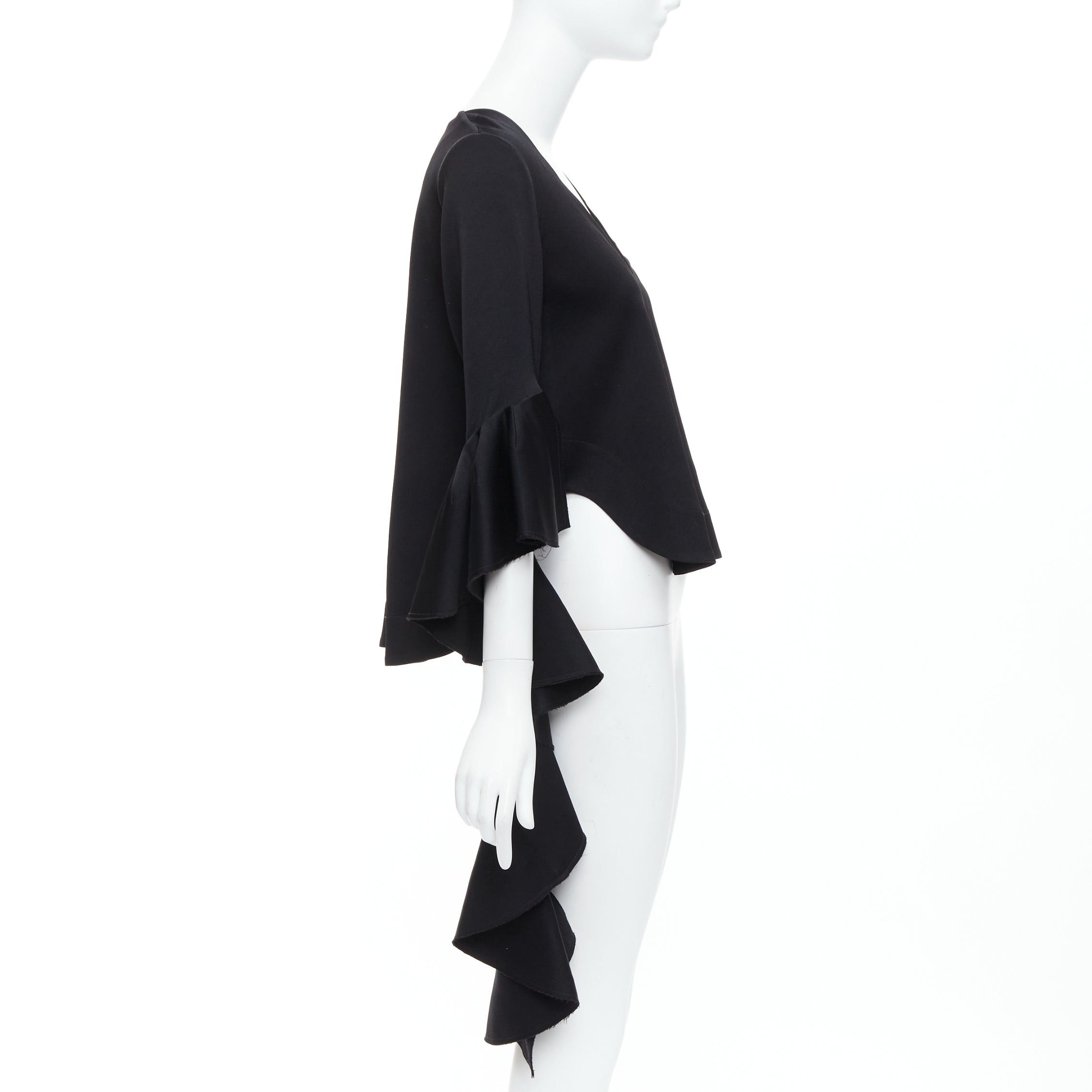 ELLERY ELLERY black cascade sleeves high low hem V-neck top UK8 S Size M / US 6-8 / IT 42-44 - 4 Thumbnail