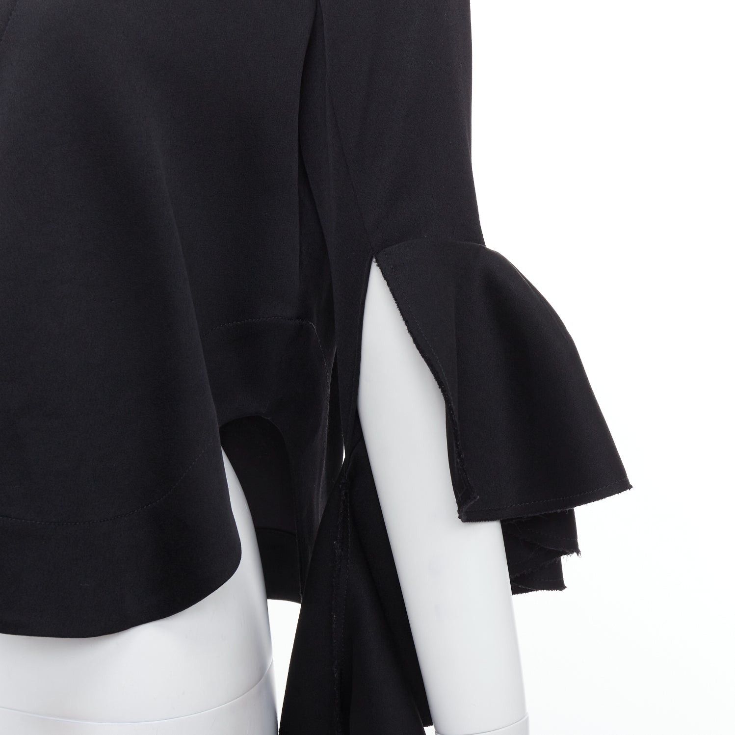ELLERY ELLERY black cascade sleeves high low hem V-neck top UK8 S Size M / US 6-8 / IT 42-44 - 2 Thumbnail