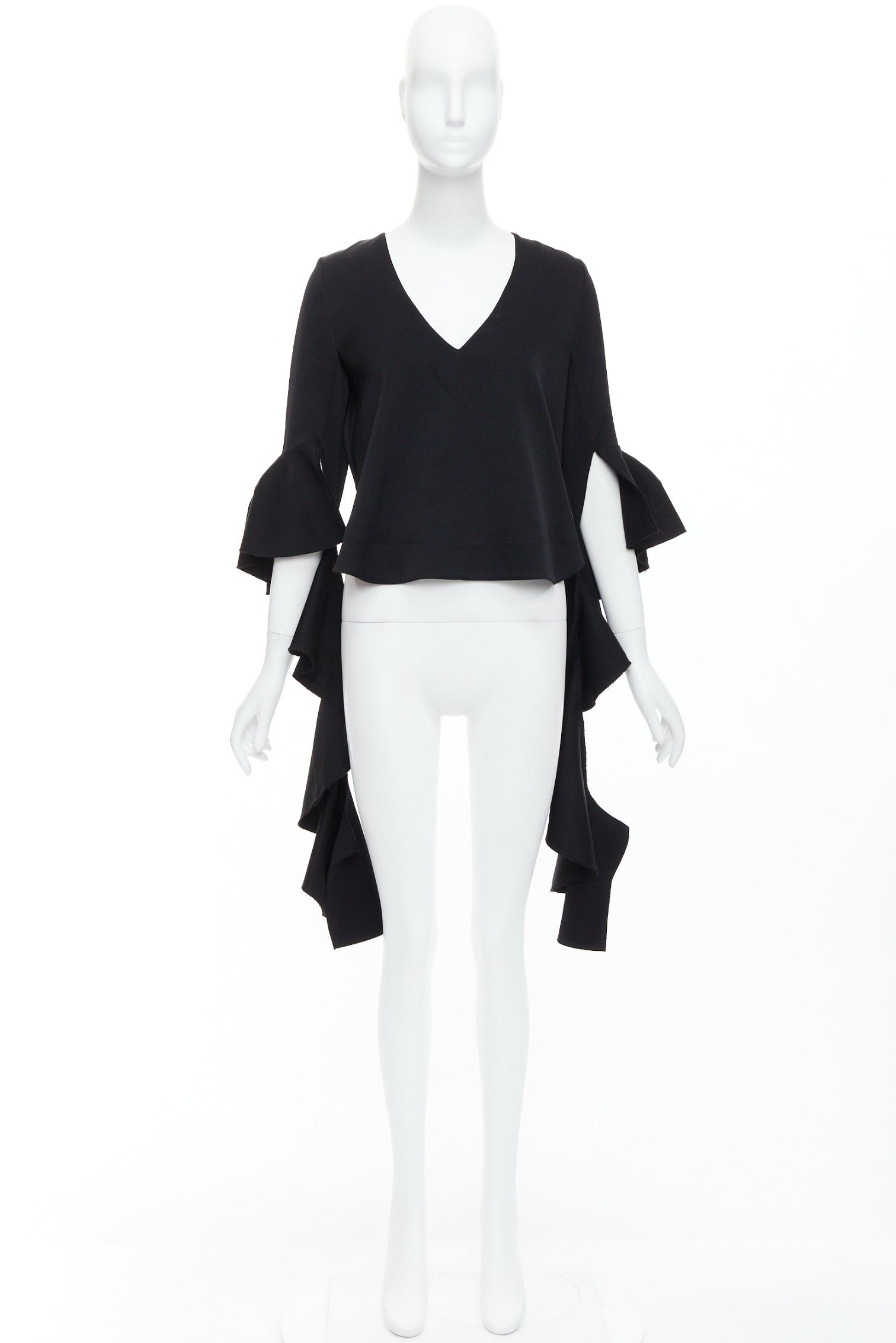 ELLERY ELLERY black cascade sleeves high low hem V-neck top UK8 S Size M / US 6-8 / IT 42-44 - 9 Thumbnail