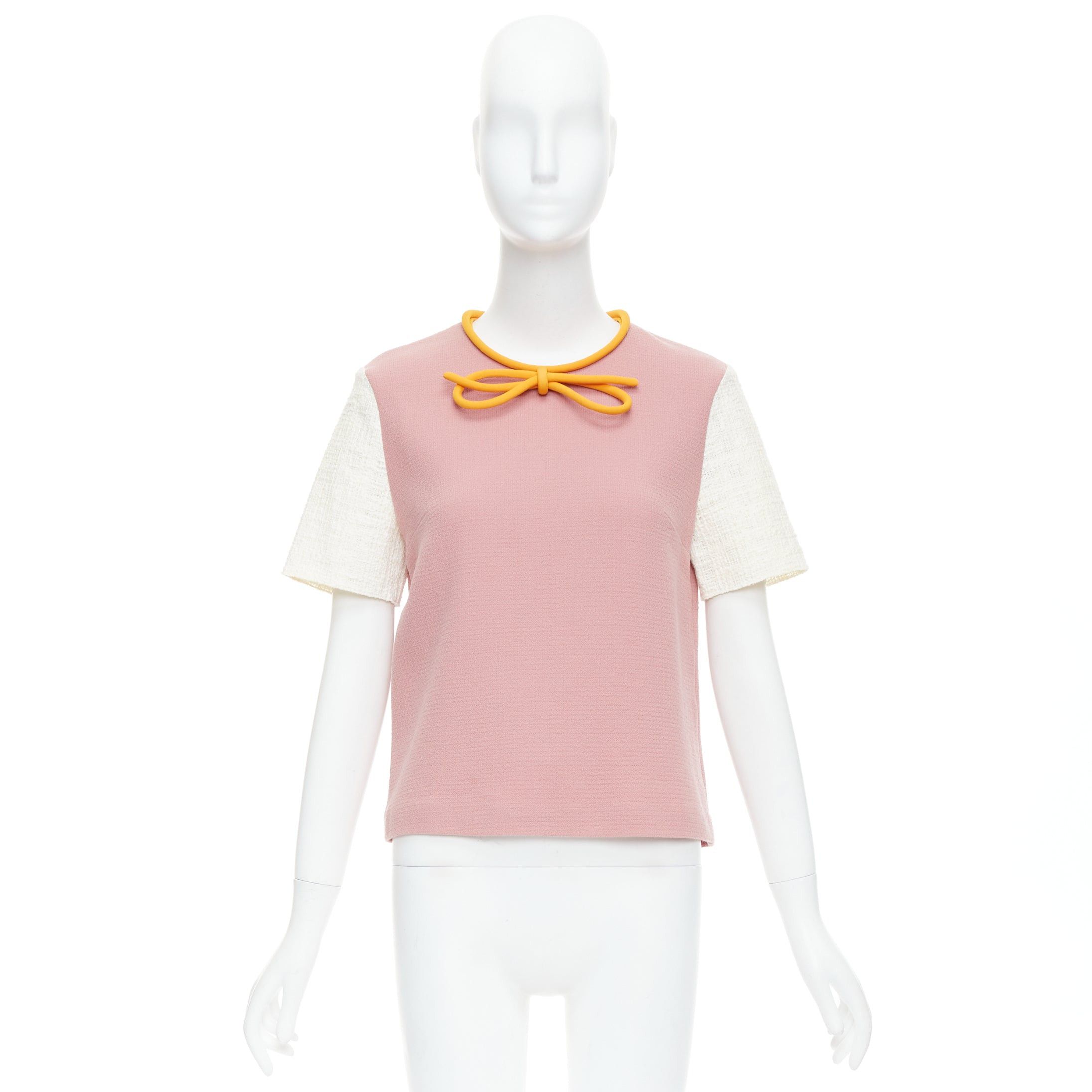 ROKSANDA ROKSANDA dusty pink wool cotton blend orange bow front top Size S / US 4 / IT 40 - 9 Thumbnail