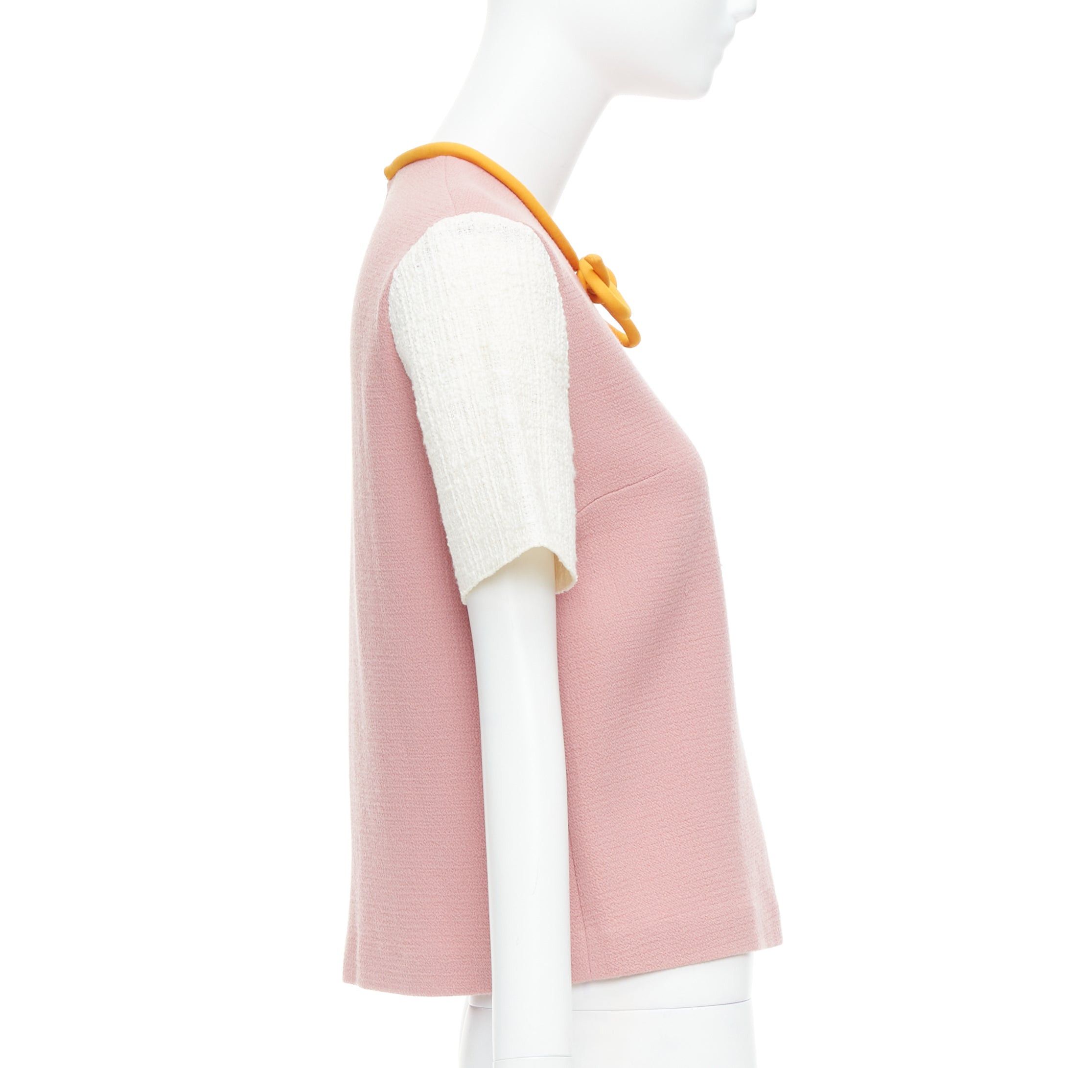 ROKSANDA ROKSANDA dusty pink wool cotton blend orange bow front top Size S / US 4 / IT 40 - 4 Thumbnail