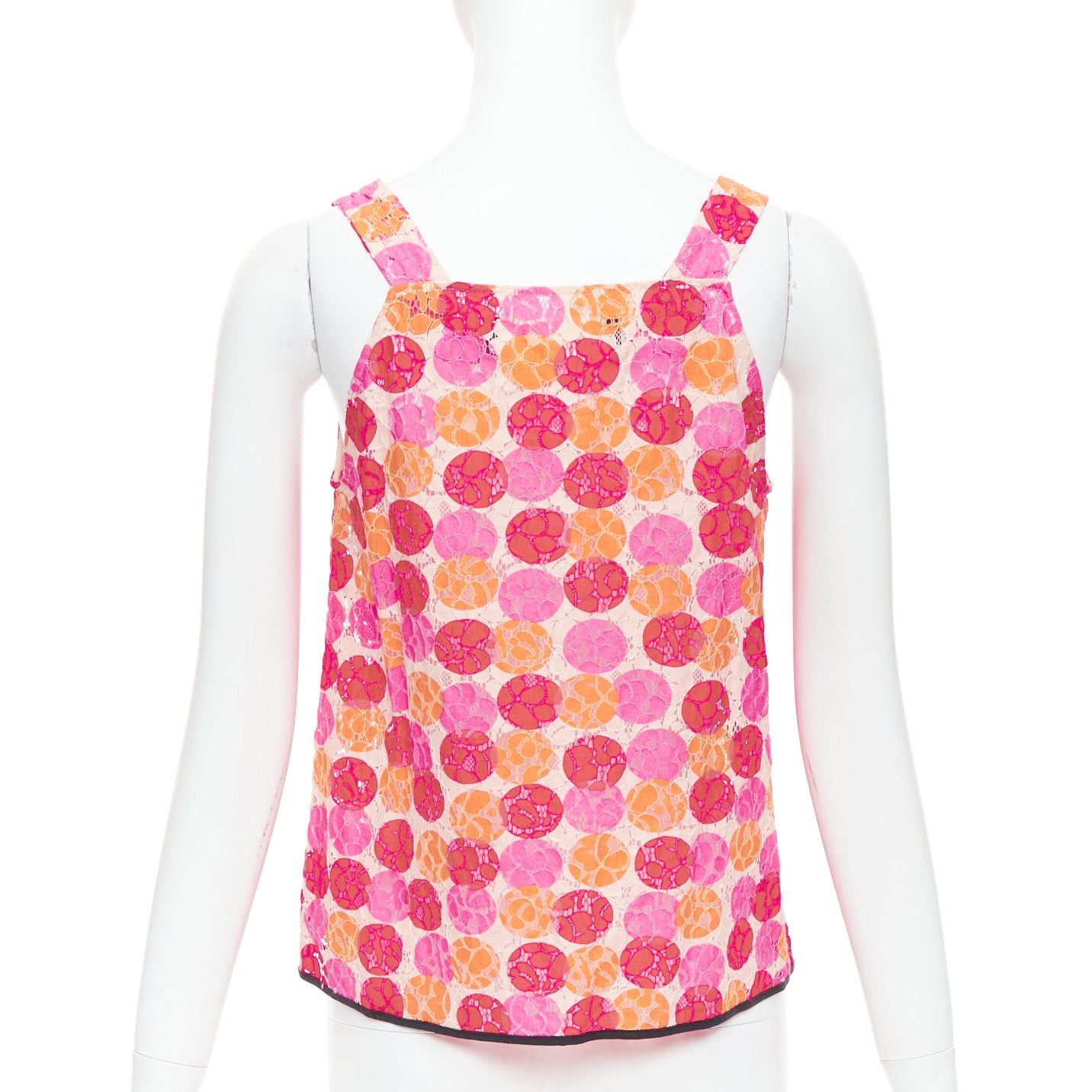 Marni MARNI 2012 pink orange dot print lace deep V neck tank top IT40 S Size S / US 4 / IT 40 - 5 Thumbnail
