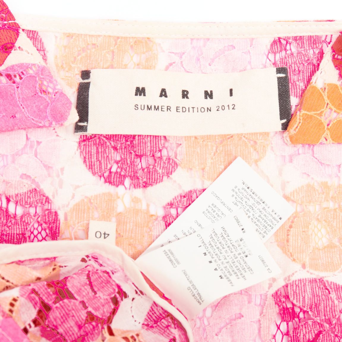Marni MARNI 2012 pink orange dot print lace deep V neck tank top IT40 S Size S / US 4 / IT 40 - 8 Thumbnail