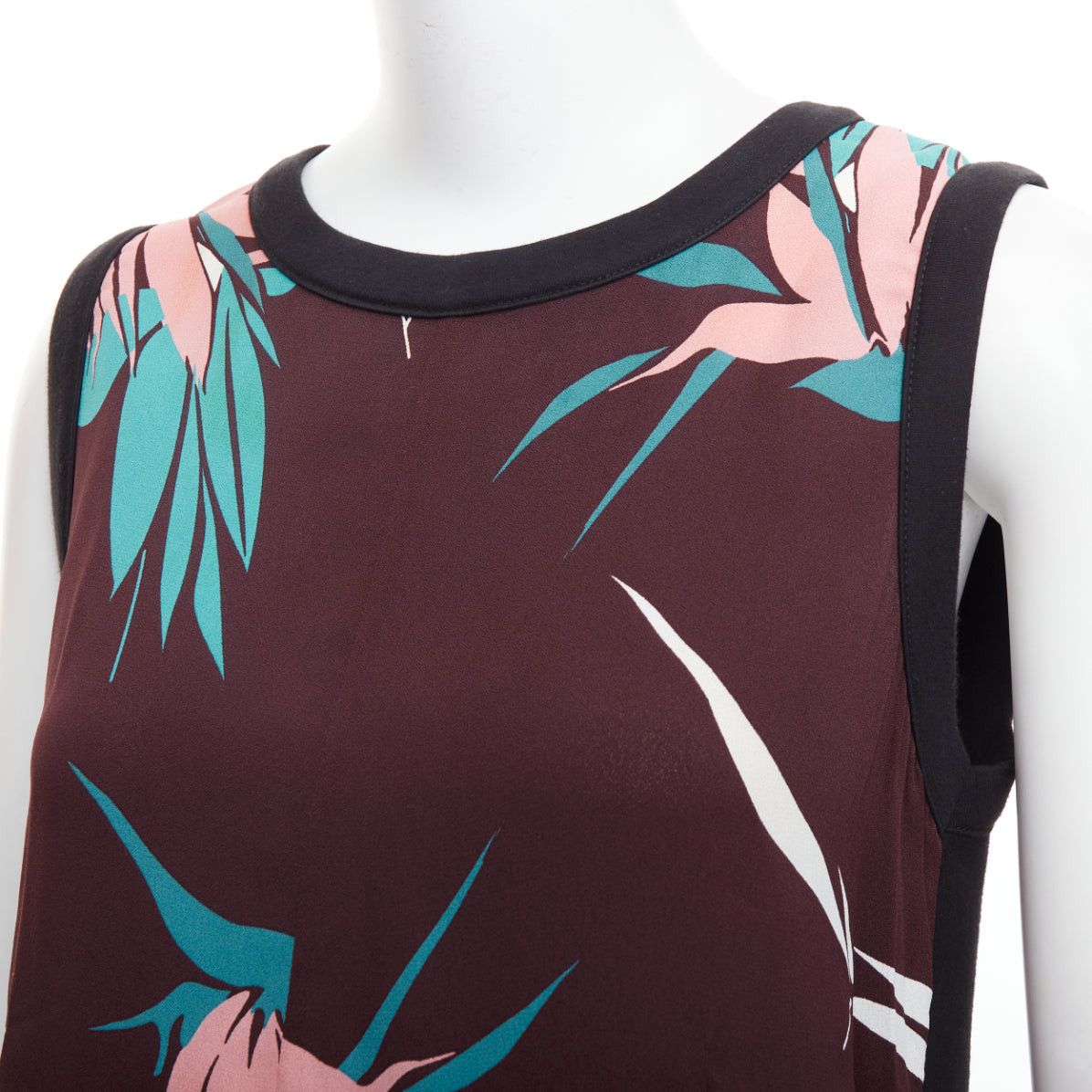Marni MARNI brown green pink cotton blend tropical floral tank top IT40 S Size S / US 4 / IT 40 - 2 Thumbnail