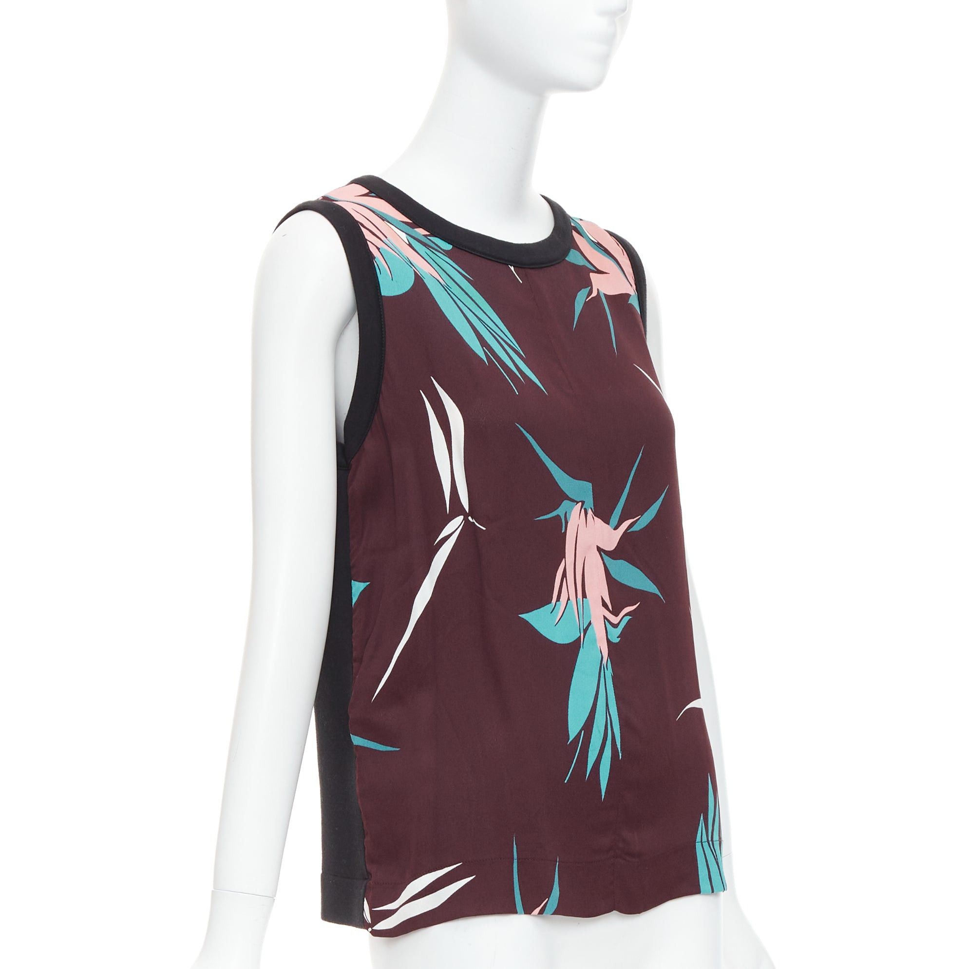 Marni MARNI brown green pink cotton blend tropical floral tank top IT40 S Size S / US 4 / IT 40 - 3 Thumbnail