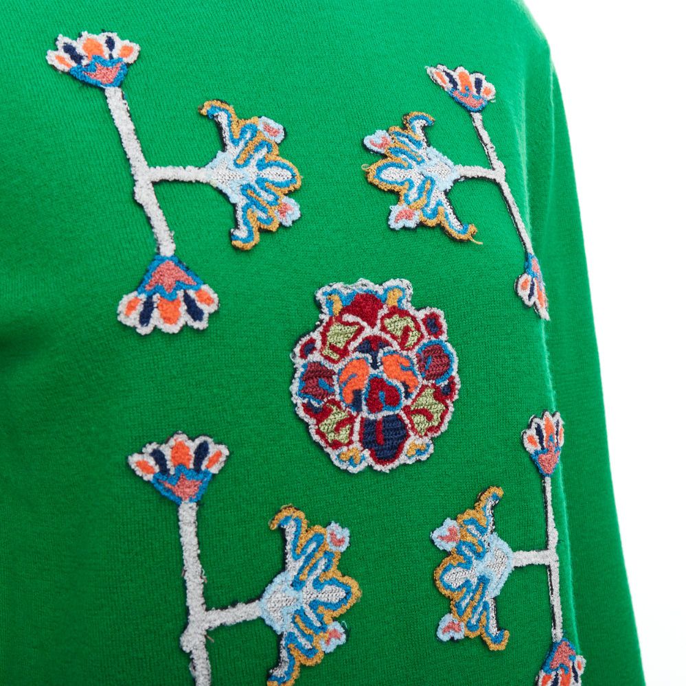 Vivienne Tam VIVIENNE TAM green merino wool cashmere oriental patch sweater M Size M / US 6-8 / IT 42-44 - 2 Thumbnail