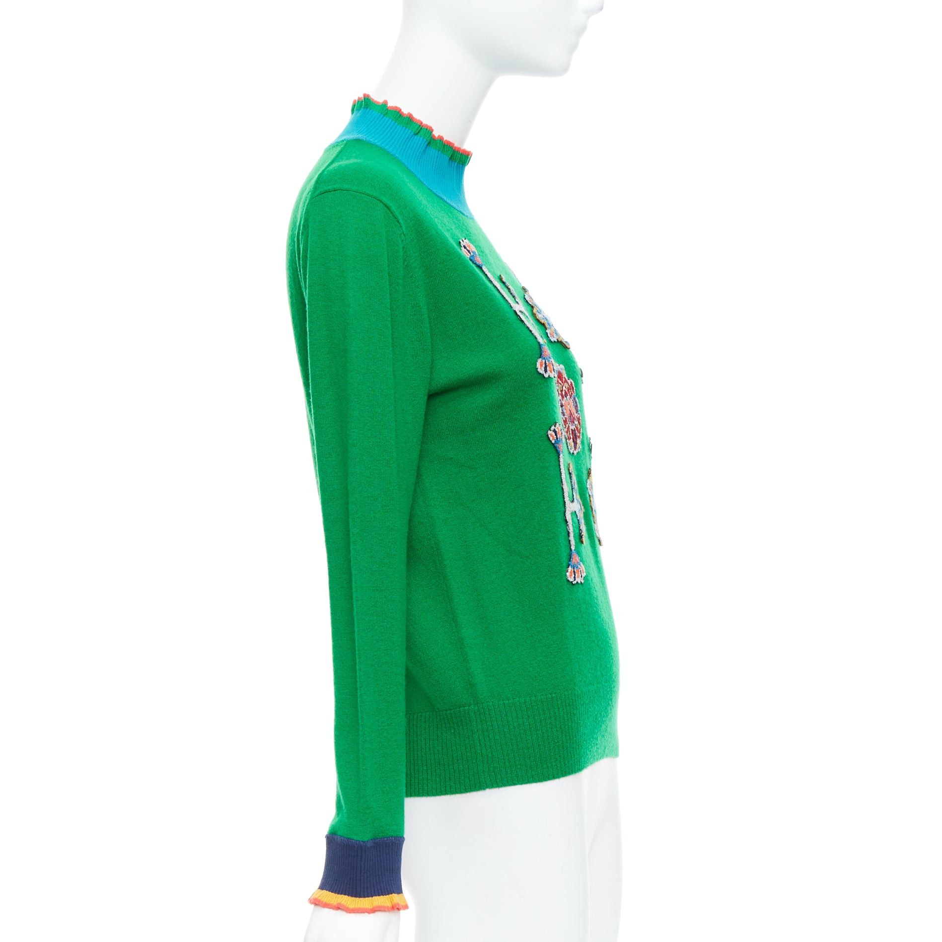 Vivienne Tam VIVIENNE TAM green merino wool cashmere oriental patch sweater M Size M / US 6-8 / IT 42-44 - 4 Thumbnail