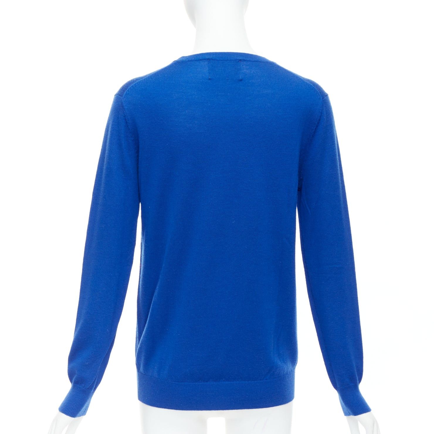 Markus Lupfer MARKUS LUPFER blue merino wool yellow sequin lip sweater S Size S / US 4 / IT 40 - 5 Thumbnail