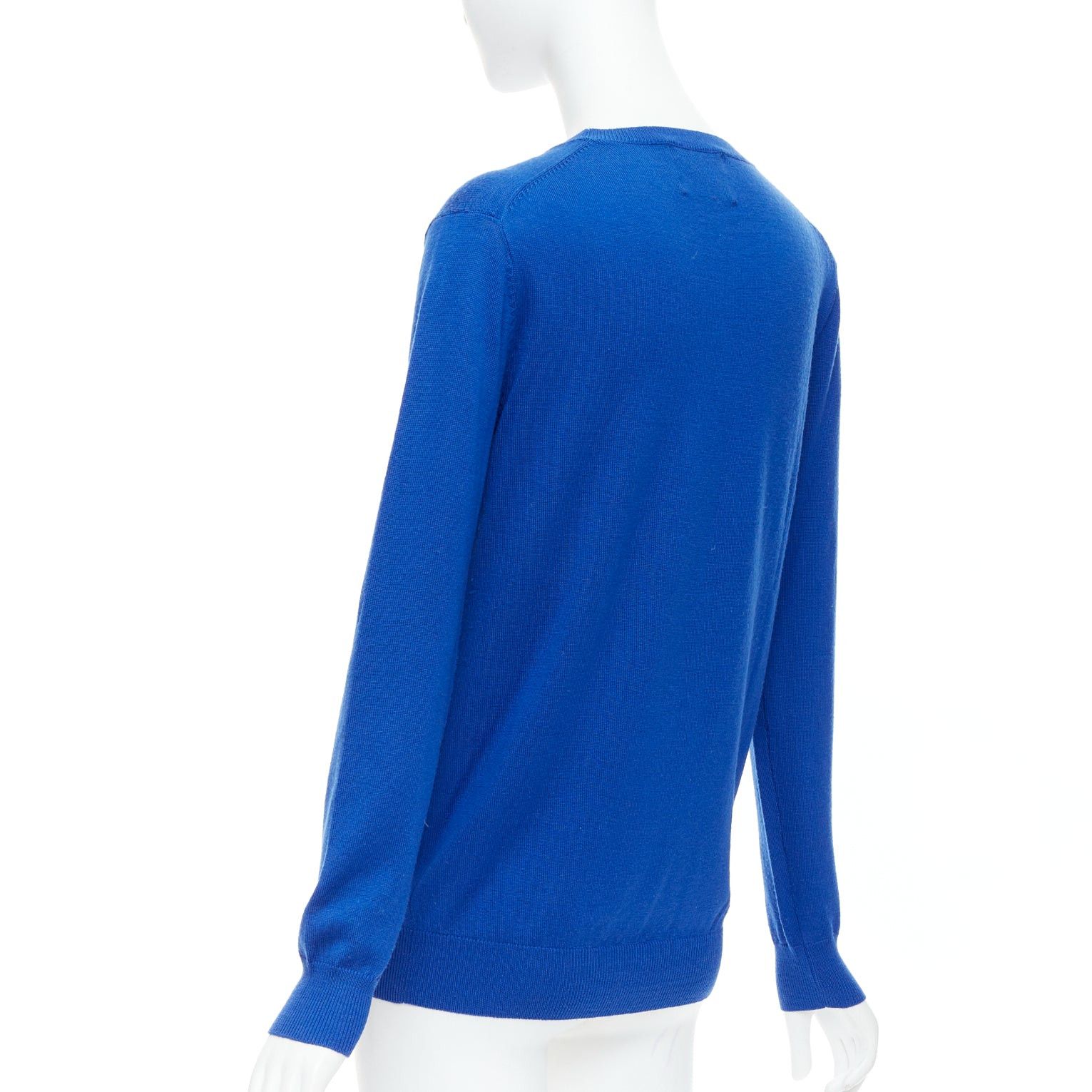 Markus Lupfer MARKUS LUPFER blue merino wool yellow sequin lip sweater S Size S / US 4 / IT 40 - 6 Thumbnail