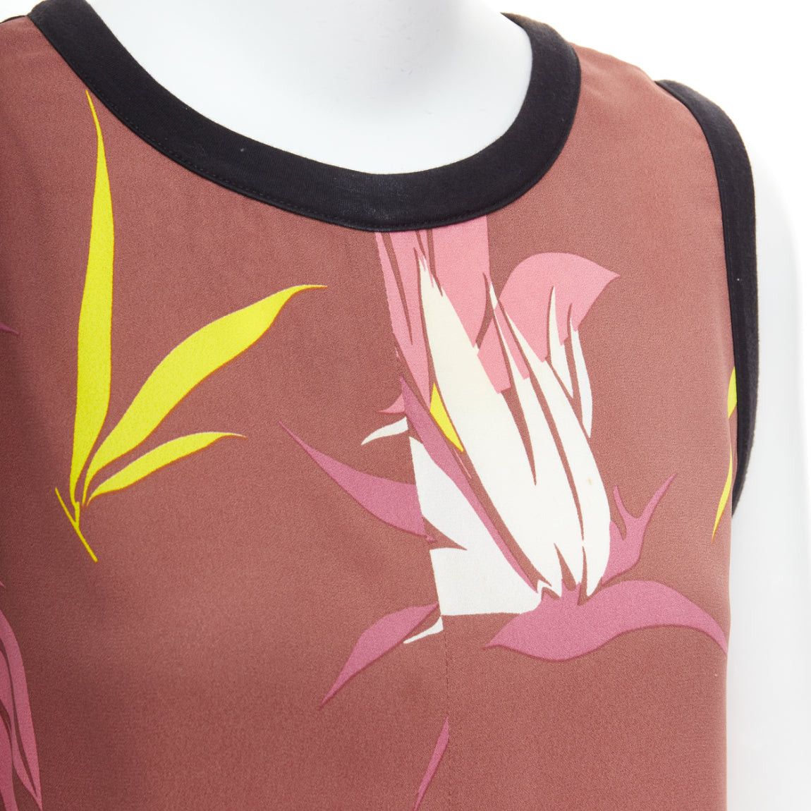 Marni MARNI brown black cotton blend tropical floral print tank top IT40 S Size S / US 4 / IT 40 - 2 Thumbnail