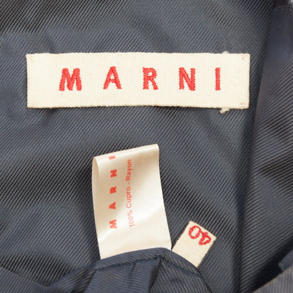 Marni MARNI grey cupro twill ruffle crew neck tunic mini dress IT40 S Size S / US 4 / IT 40 - 8 Thumbnail