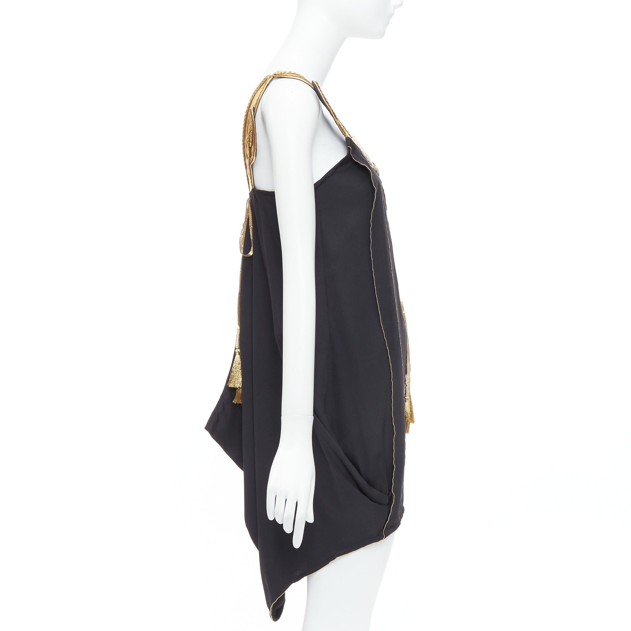 Tsumori Chisato TSUMORI CHISATO gold leather black 100% silk cactus strap dress JP2 M Size S / US 4 / IT 40 - 4 Thumbnail