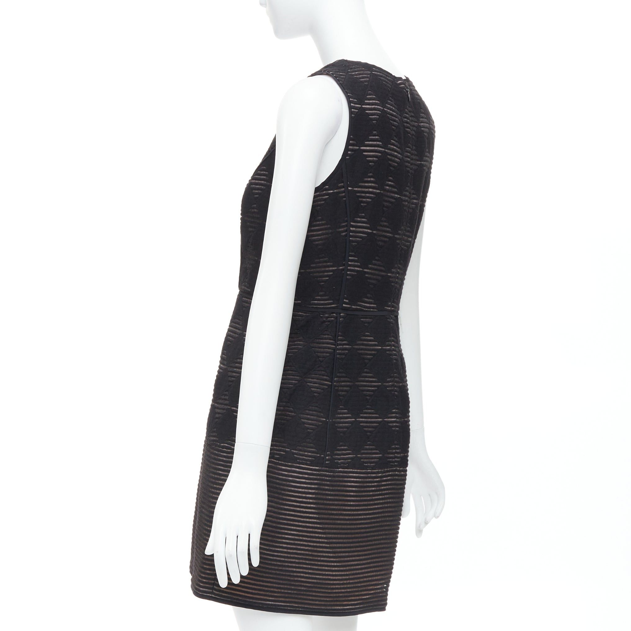Tibi TIBI black diamond checkered embroidered stripe fit flared dress US4 S Size M / US 6-8 / IT 42-44 - 6 Thumbnail
