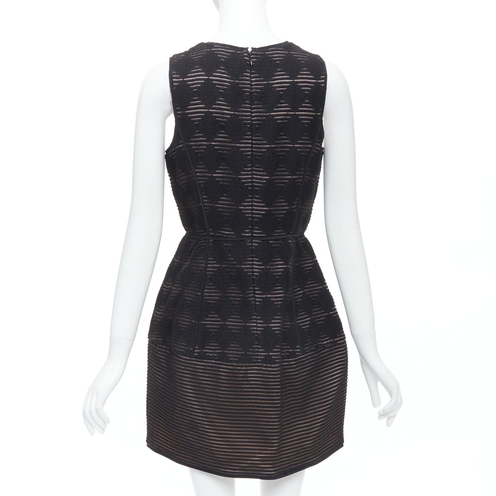 Tibi TIBI black diamond checkered embroidered stripe fit flared dress US4 S Size M / US 6-8 / IT 42-44 - 5 Thumbnail