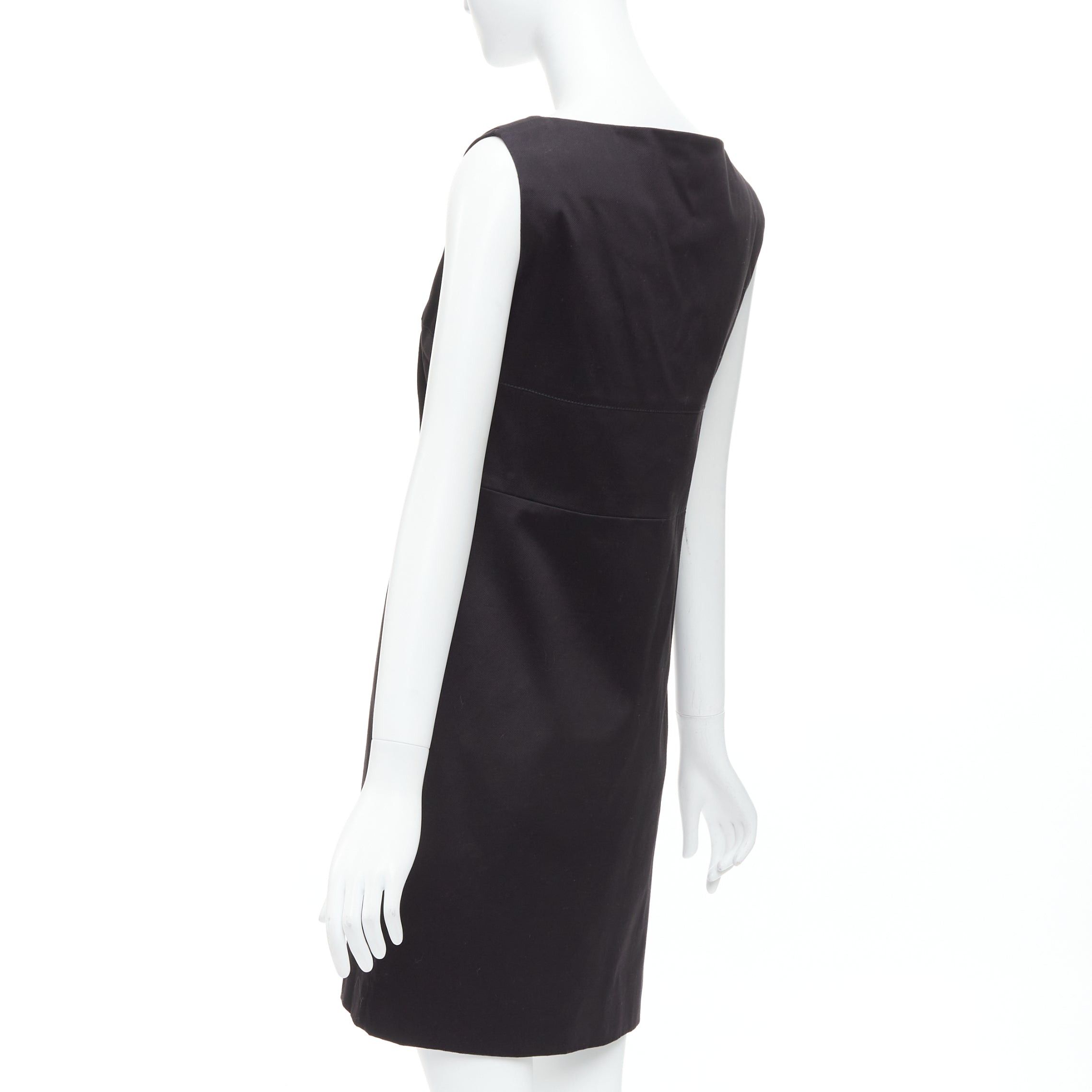 Gucci GUCCI 2007 black cotton origami pleat square neckline shift dress IT40 S Size S / US 4 / IT 40 - 6 Thumbnail